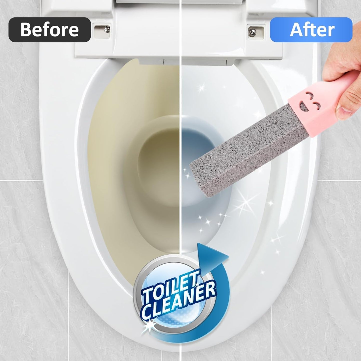 Navona 10 Pack Pumice Stone Scouring Sticks with 2 Universal Handles, Grey Pumice Stone Cleaner for Cleaning Toilets, Bathrooms, Kitchens, Spas and Pools