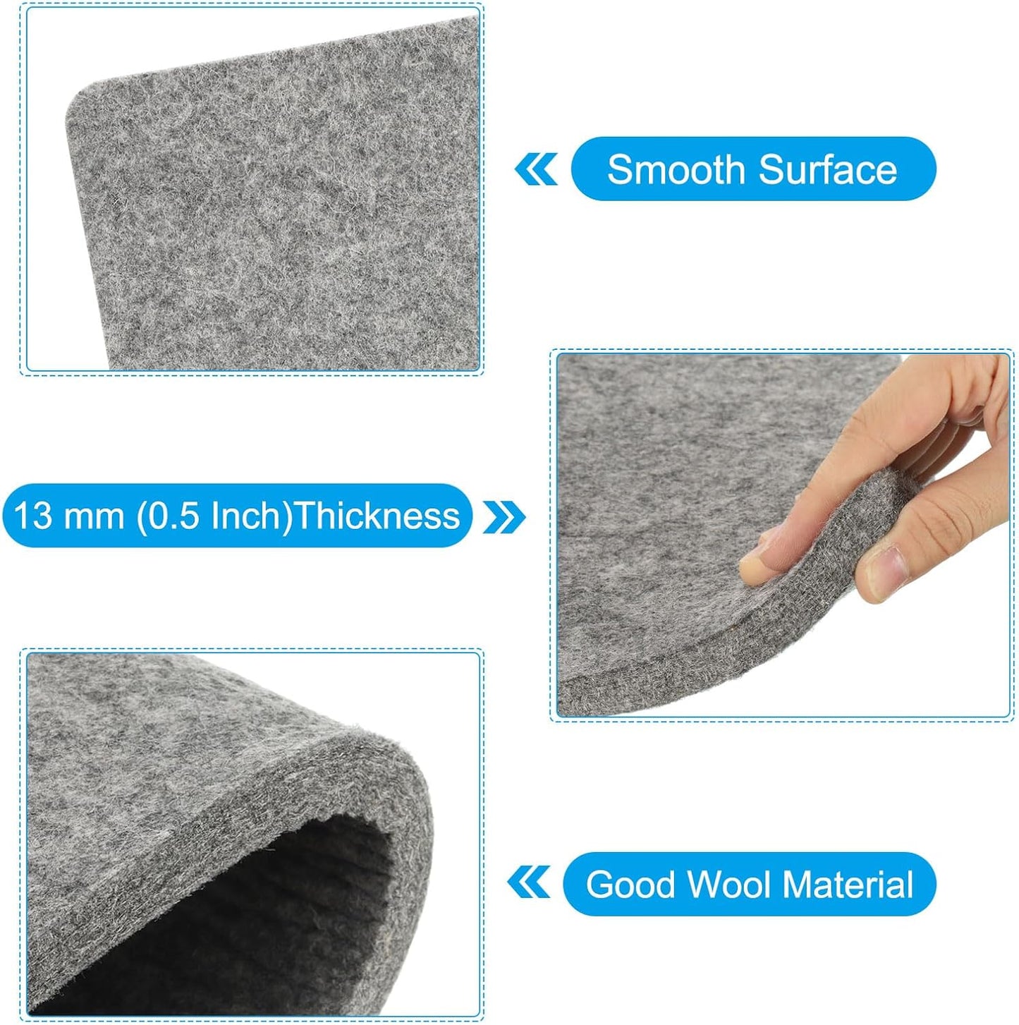 PATIKIL Wool Pressing Mat, 14" x 14" Wool Ironing Pad Blanket 0.5" Thickened Heat Resistant Quilting Ironing Pad for Quilters Sewing Craft, Grey