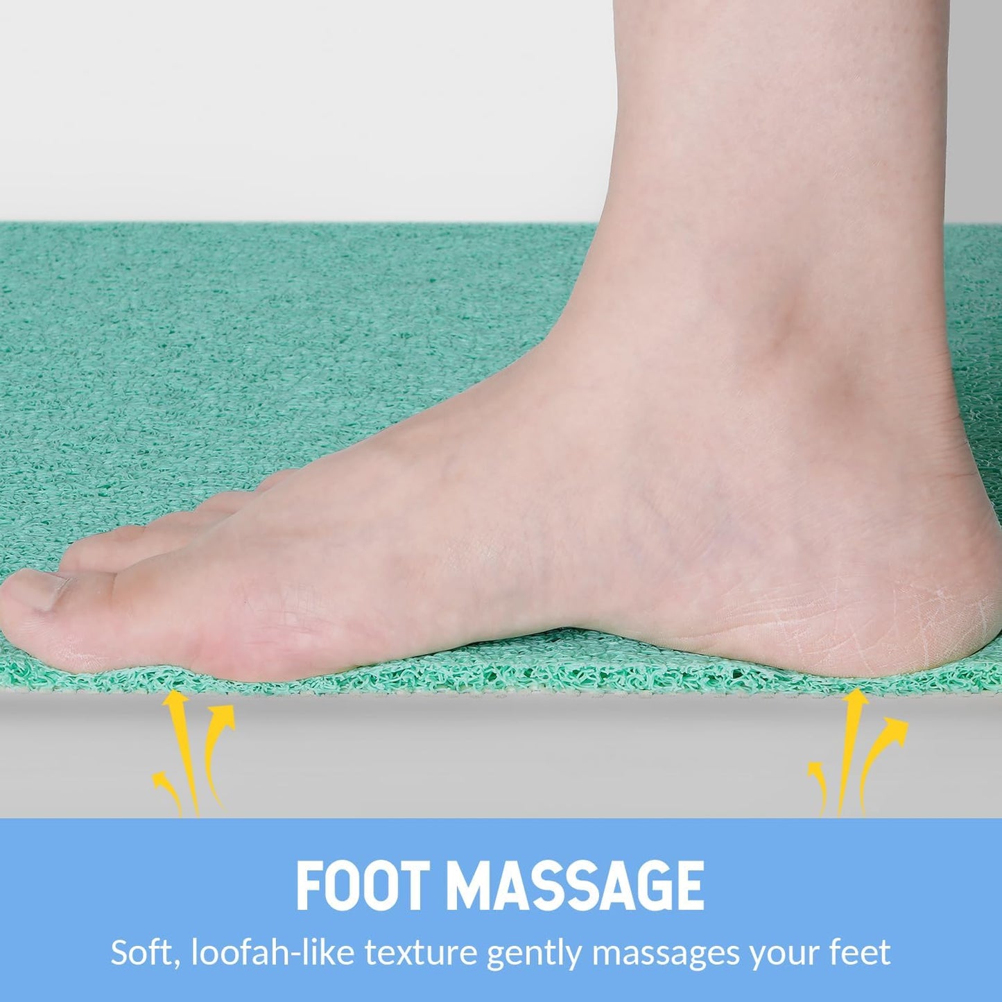 Non-Slip Bathtub Mat, Anti Slip Shower Mat, Fast Drying Bathtub Mats, Foot Scrubber Mat, Anti Slip Mat for Tub, Floor, Bathroom, Kitchen, Home, Hotel (Light Green 36"×24")