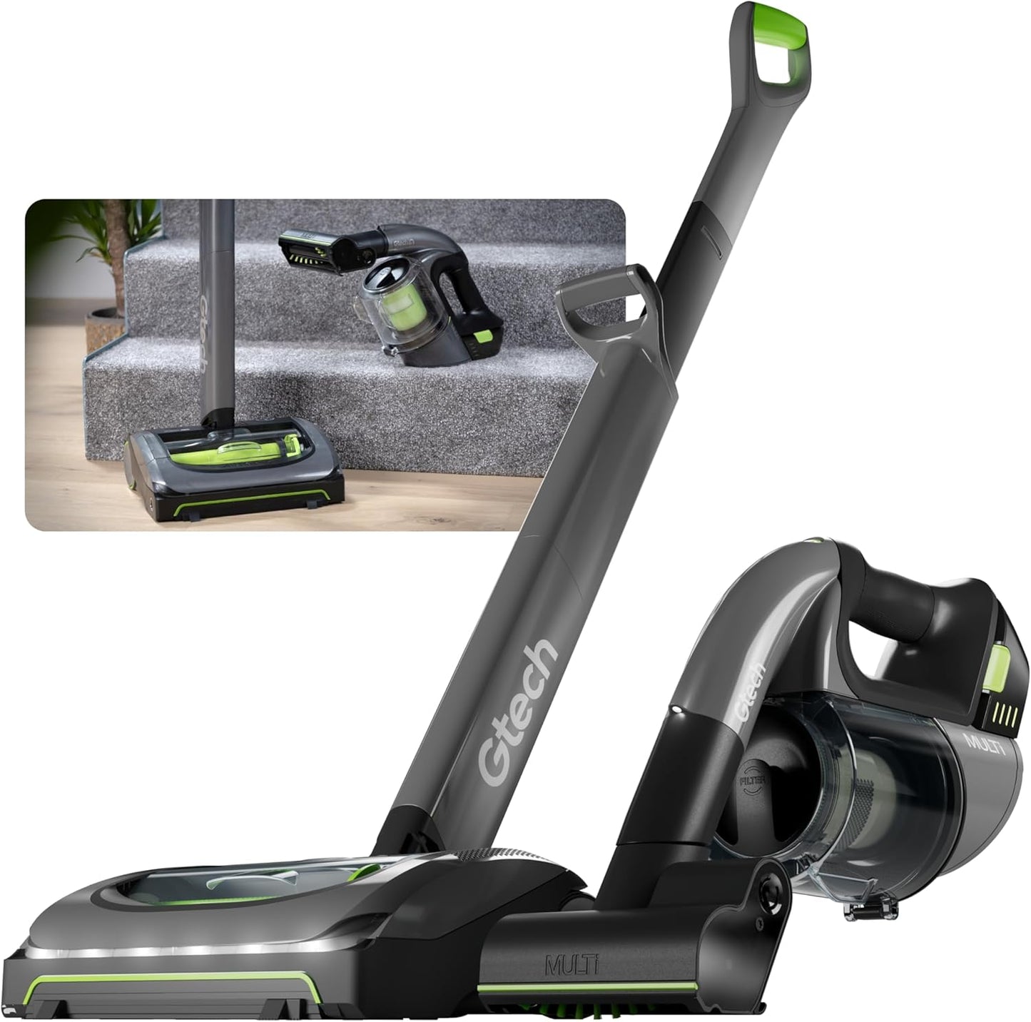 Gtech AirRam MK2 and Multi MK2 Cordless Vacuum Cleaner Bundle - Includes The AirRam 2 Upright and The Multi Portable Handheld - Rechargeable 22V Lithium Ion Battery - Perfect for Stubborn Pet Hair