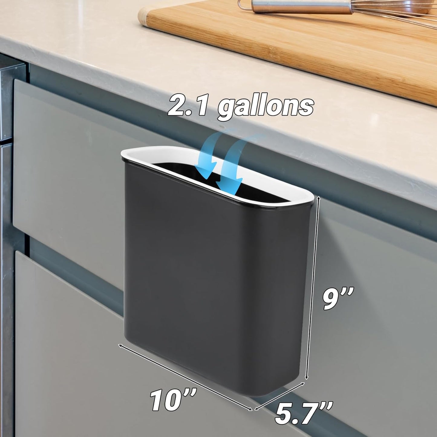 Skyflame 2.1 Gallon Magnetic Garbage Can, BBQ Grills Utensils Organizer Holder, Wall-Mounted Hanging Trash Bin for Kitchen, Cabinet, Door, Bedroom, Bathroom, Camping