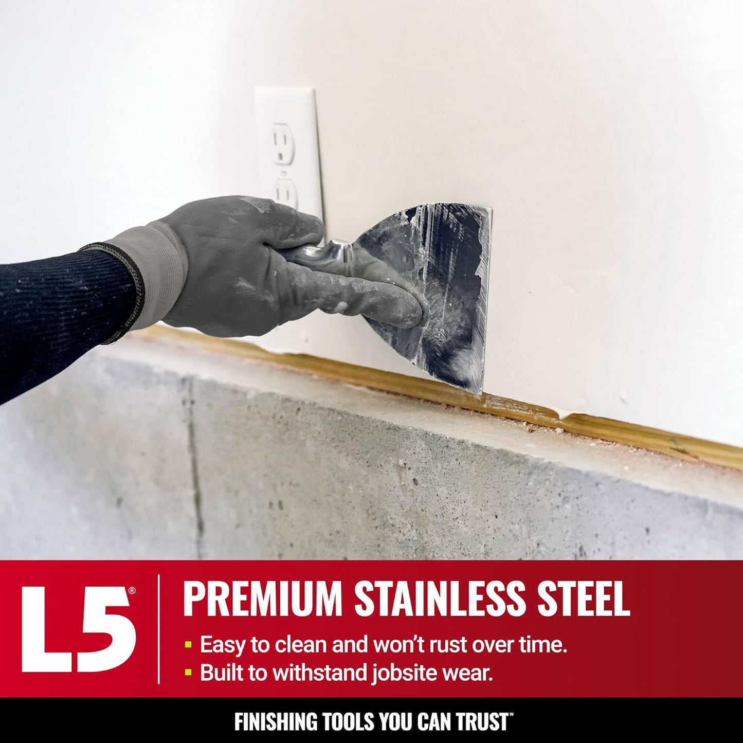 4" All Stainless Steel Joint Knife - LEVEL5 | Professional Grade Putty Blade, Premium Polished All-Metal, Precision Ground Edge, Ergonomic, Corrosion Resistant | 5-404