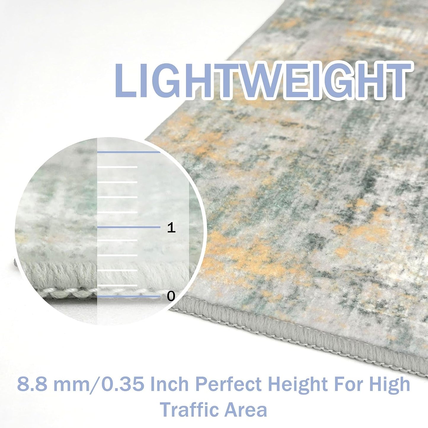 IOHOUZE Abstract Runner Rug 2x6 Ft Washable Runners for Hallways, Non Slip Kitchen Runner Printed Faux Wool Entryway Runner Indoor, Modern Abstract Carpet for Hall Kitchen, Light Green/Gray/Orange