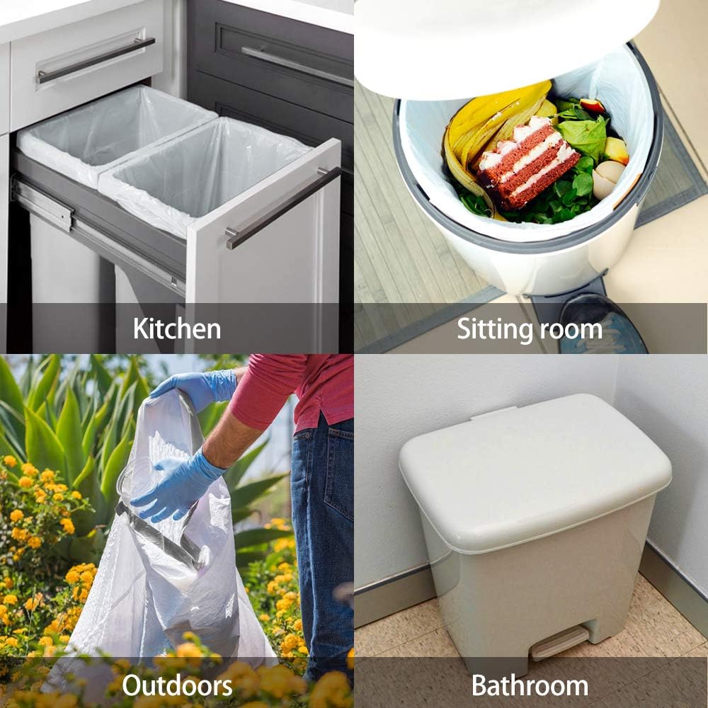 15 Gallon 120 Counts Strong Tall Kitchen Drawstring Trash Bags by Teivio, Medium Plastic Garbage Bags for Home Kitchen Office Garden Tall Trash Can, Waste Bin Liners White