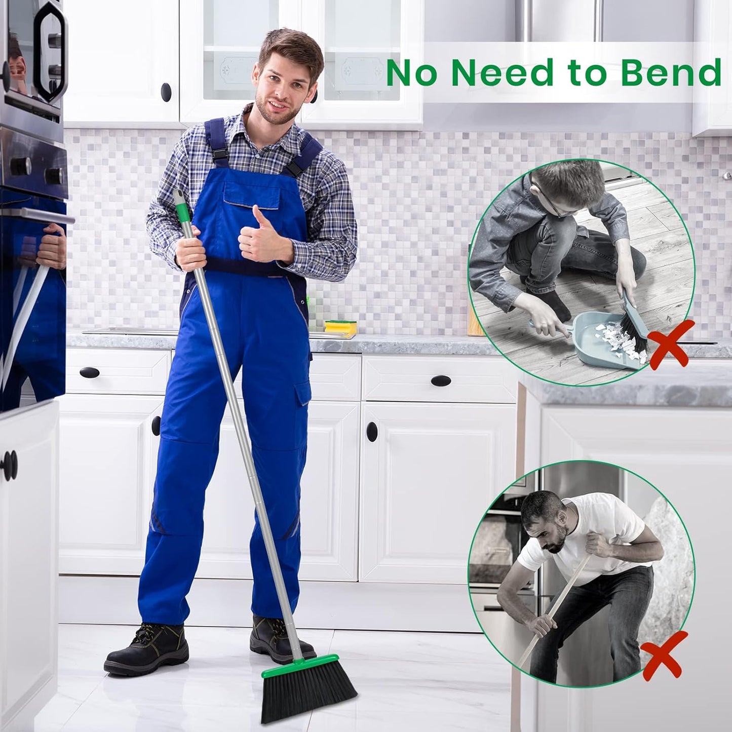 TreeLen Broom and Dustpan Set - Simplify Cleaning Your Home Ktichen Office with Ease