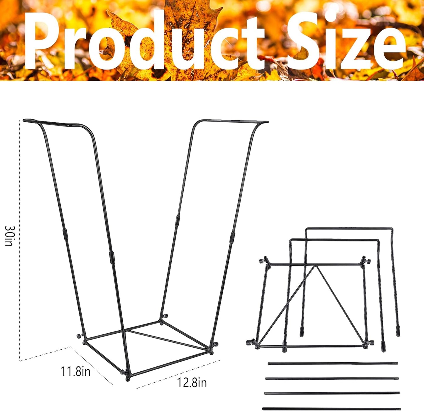 Metal Trash Bag Holder - Garbage Bag Holder Frame Holds 30-45 Gallon Plastic Bags-Multi-Use Outdoor Leaf Bag Stand for Yard Camping Garden Lawn Party Supplies (2pcs)