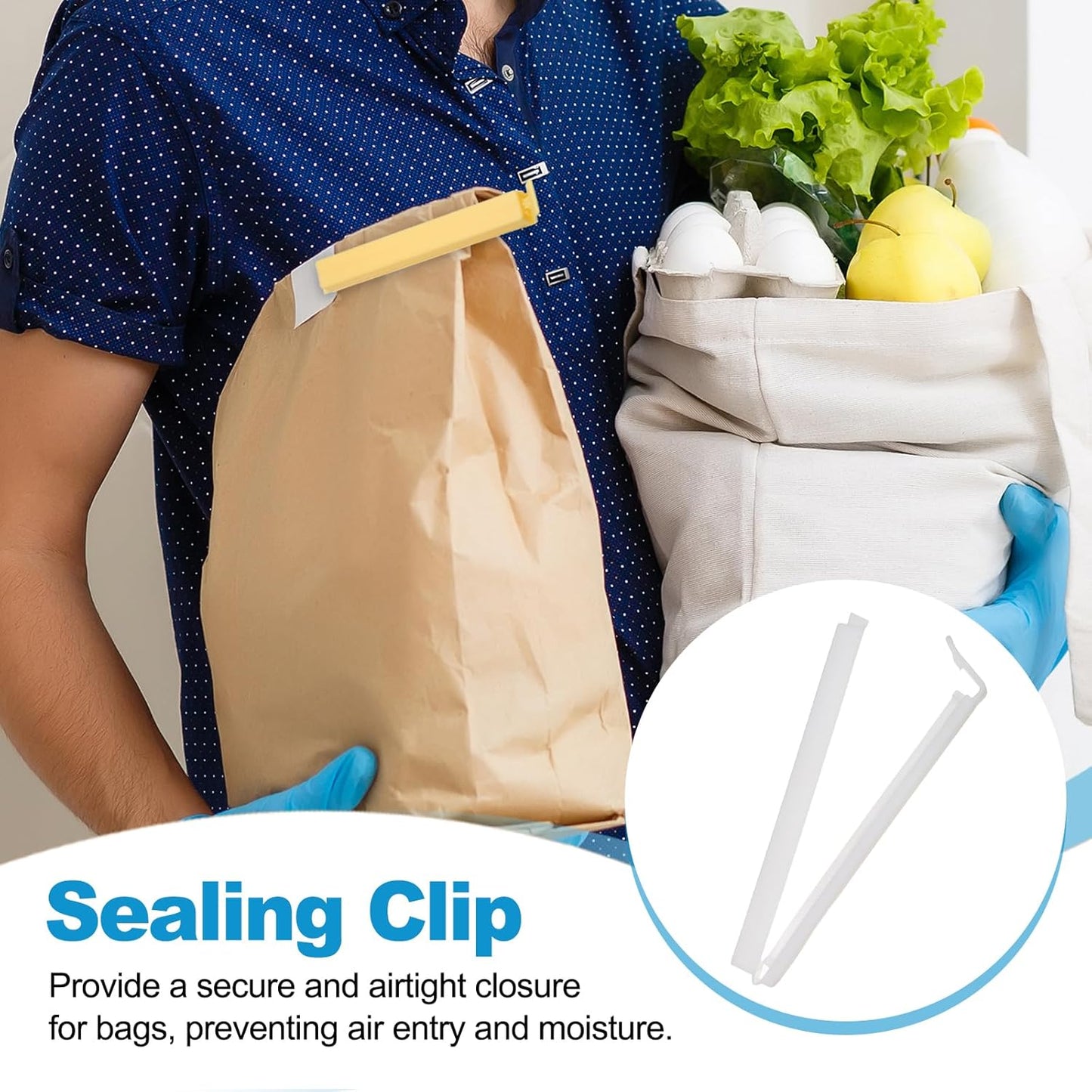 PATIKIL Sealing Clips 4.3 Inch, 10 Pack Reusable Plastic Bag Clip Clamp Sealer for Food Storage Snack Bag Home Kitchen, White