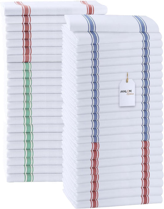 Dish Towels Set (Value Pack of 45) Size 15x25 Inch, 100% Cotton Soft & Absorbent Linen Kitchen Towels, Tea Towels, Reusable Cleaning Cloths for Household Cleaning (Multi)