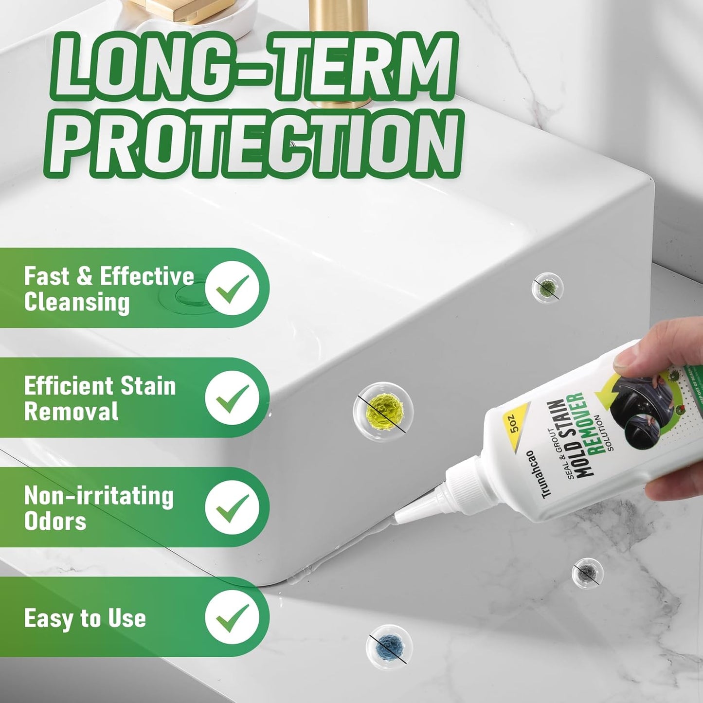 10oz Stain Remover Gel Cleaner, Home Stain Remover Cleaner for Front Loader Washing Machine Black Stain Removal Multi Surface Stain Cleaning Gel for Bathroom Seals, Grout, Shower & Tile,Caulk,Tub