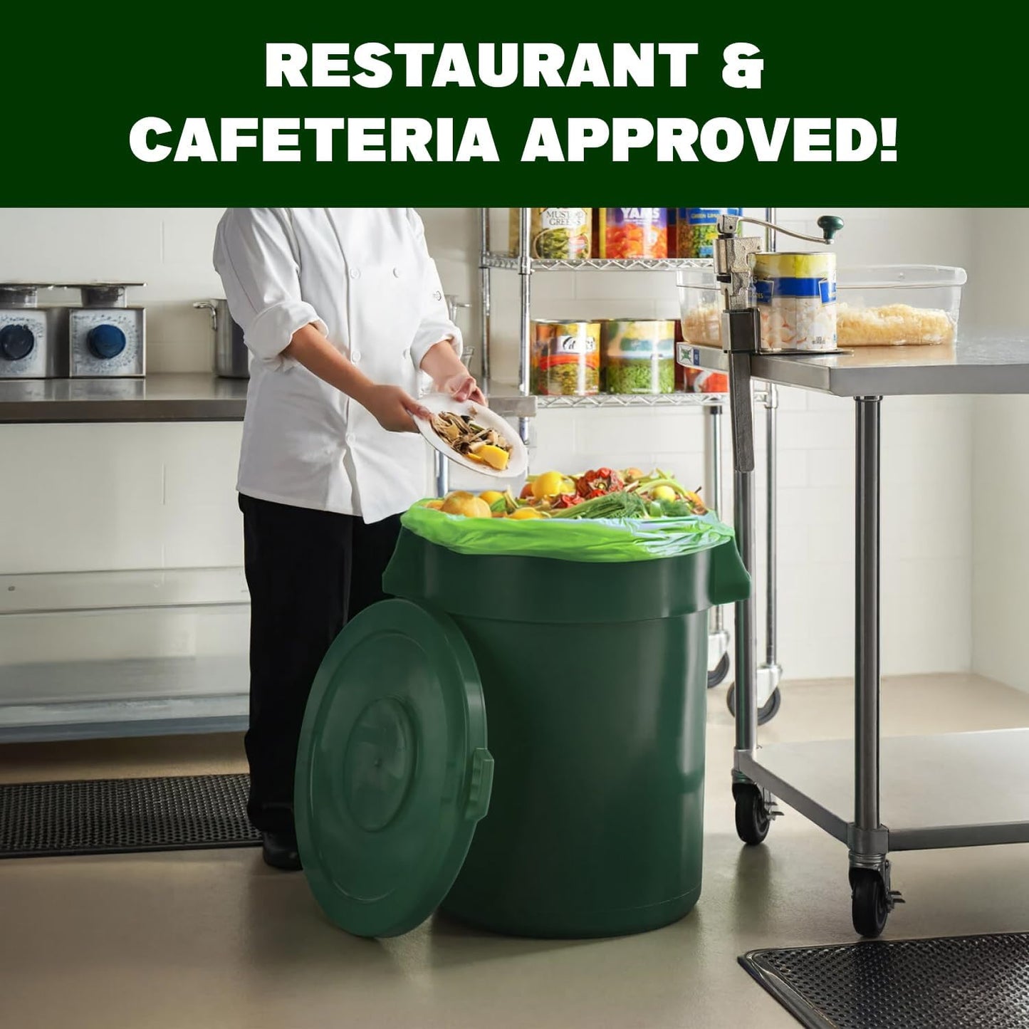 Simply Bio 50-55 Gallon Compostable Trash Bags Liners Flat-Top, Heavy Duty Extra Thick 2 Mil, 208.2 Liter, 12 Bags, Lawn, Yard, and Restaurant Use, ASTM D6400, US BPI, OK Compost Home Certified