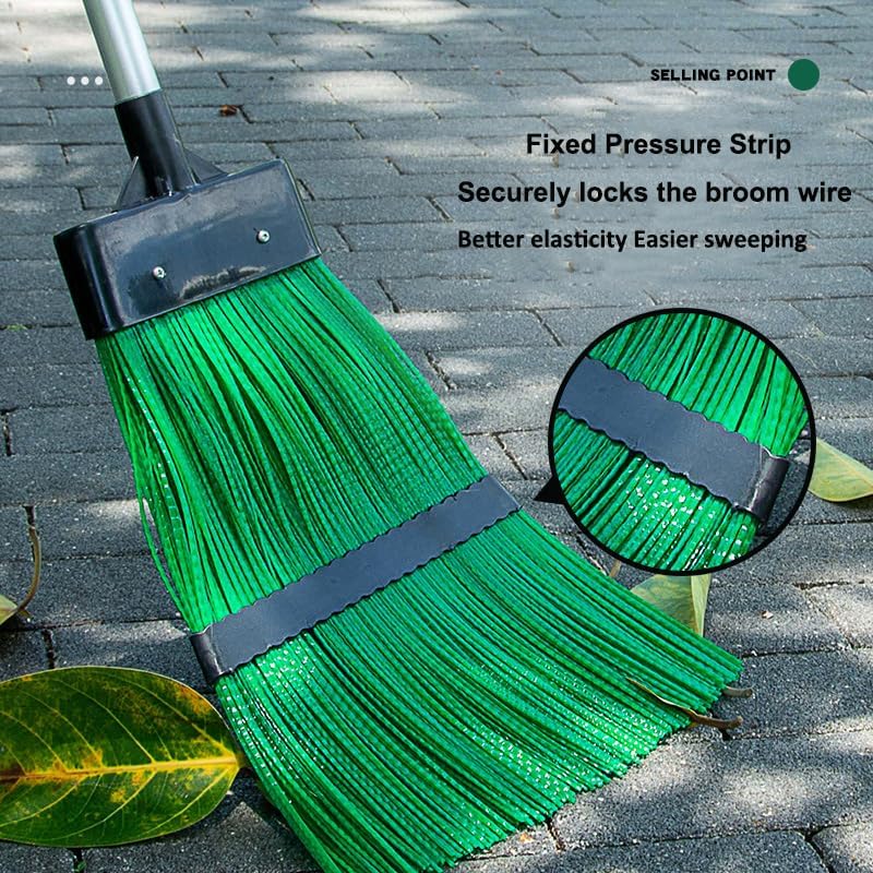 Courtyard Broom-Heavy Duty Broom Long Handle Outdoor Commercial Angle Broom for Courtyard Ourdoor Travel Camping