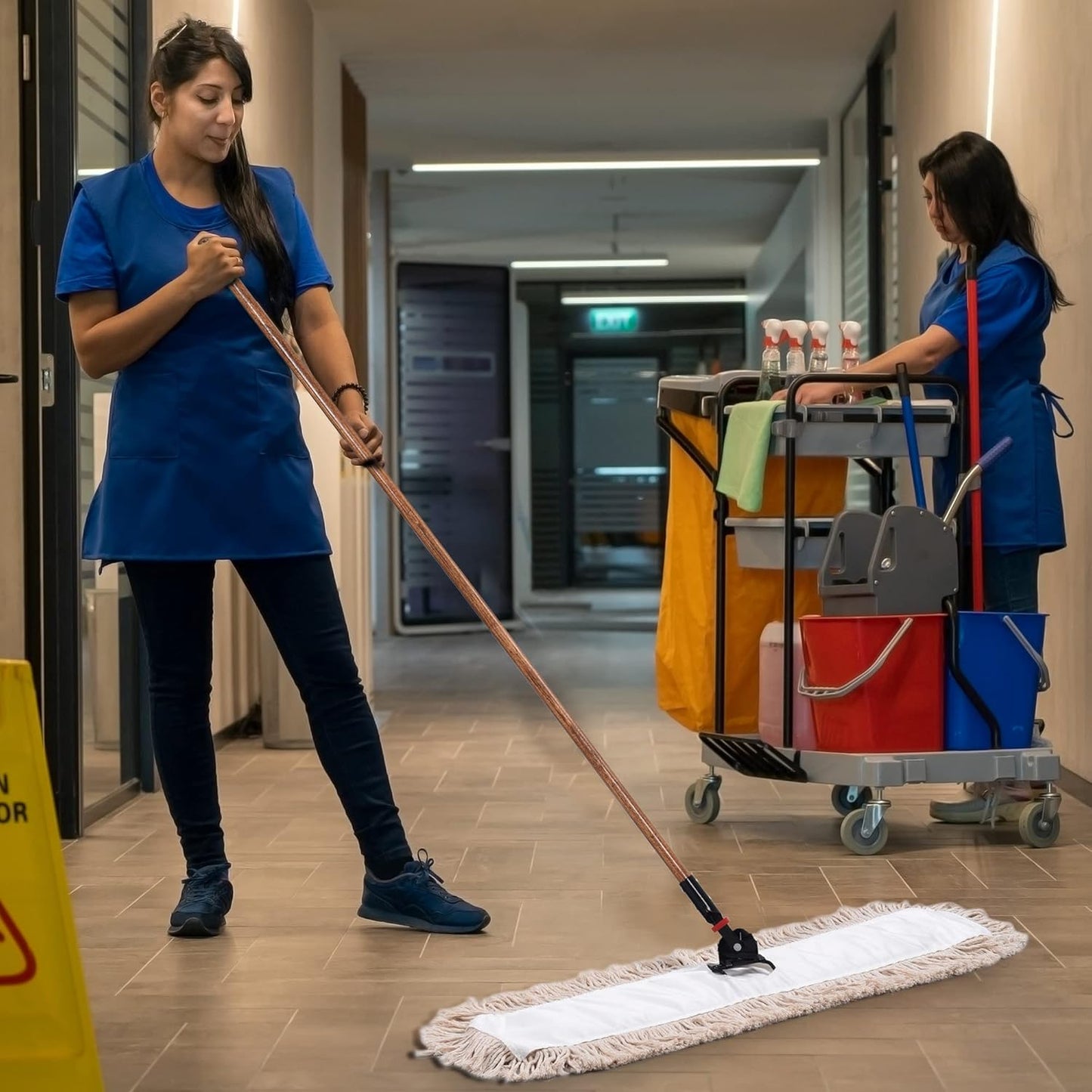 Matthew Cleaning 24'' Cotton Dust Mop Refill Washable Thick Tufted Replacement Heads for Residential & Commercial Use Fit All 24'' Dust Mop Frames, Hardwood, Laminate, Concrete Floors 6 Pack