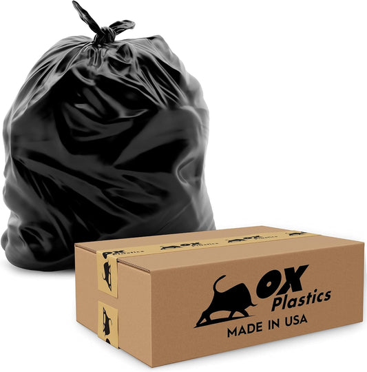 55 Gallon 4mil Trash Can Liners Bags - (35 Count) Capacity & Thick Extra Heavy Duty Strength - Large Garbage, Leak-Proof & Durable, House & Commercial Use Bags - Black