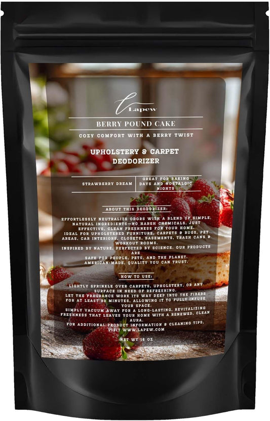 Berry Pound Cake Carpet Freshener Powder: Powerful Odor Eliminator for Home, Upholstery Deodorizer, Carpet Deodorizer, Pet Urine, Cat Litter Box - Strawberry Pound Cake Fragrance