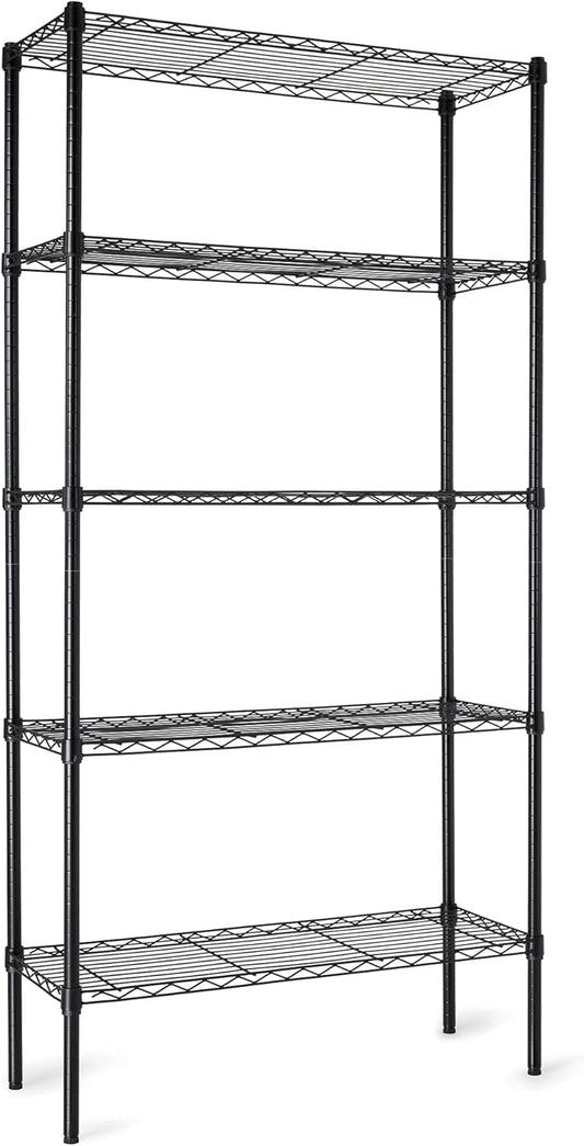 Amazon Basics 5-Shelf Adjustable Heavy Duty Steel Wire Rack Storage Shelving Organizer for Kitchen, Garage, 36" L x 14" W x 72" H, Black