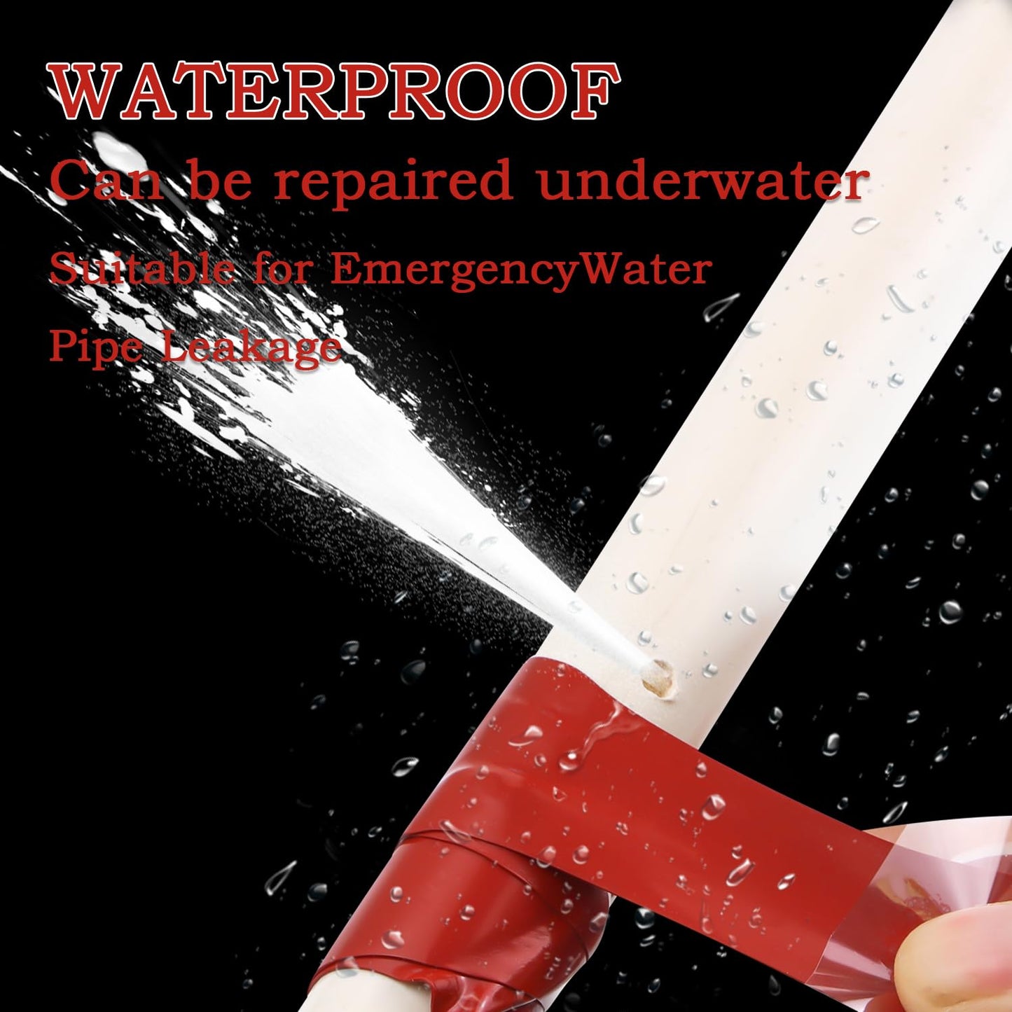 Self Fusing Silicone Tape 1 in x 5' Red Waterproof Rubber Leak Proof Sealing Silicone Rubber Self-amalgamating Tape for Emergency Hot and Cold Water Pipe Repairs and Tool Fixation