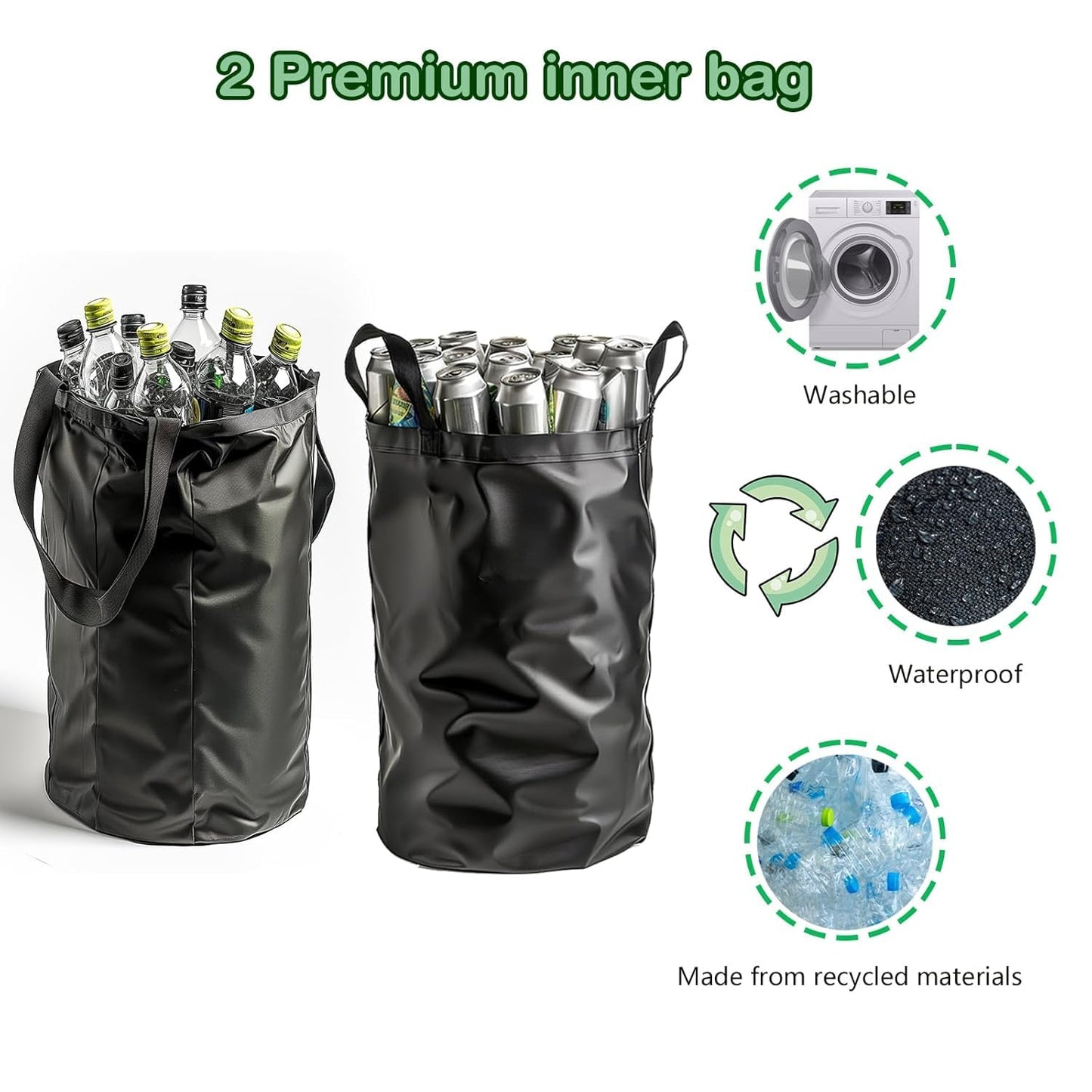 Recycling Bin for Kitchen Indoor Home, Large 100L/ 26 Gallon Recycle Bin with Lid Removeable Reusable Inner Bag Bottle Can Glass Waste Plastice Stickers (Red, 26 Gallon)