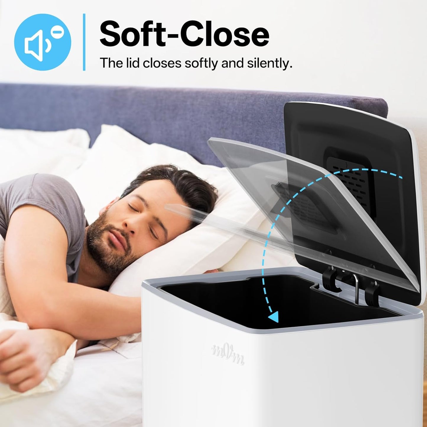 mVm 10.6 Gallon Heavy Duty Step Trash Can with Lid, Foldable Foot Pedal Bin for Kitchen Office Dormitory Home Rooms (White)