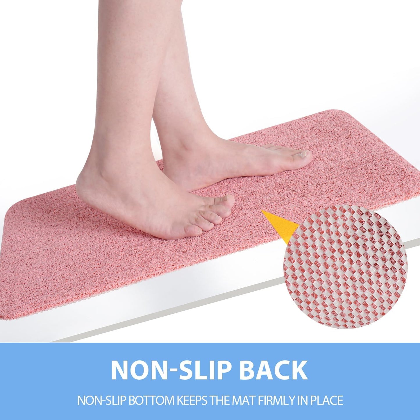 Non-Slip Bathtub Mat, Anti Slip Shower Mat, Fast Drying Bathtub Mats, Foot Scrubber Mat, Anti Slip Mat for Tub, Floor, Bathroom, Kitchen, Home, Hotel (Pink 40"×16")