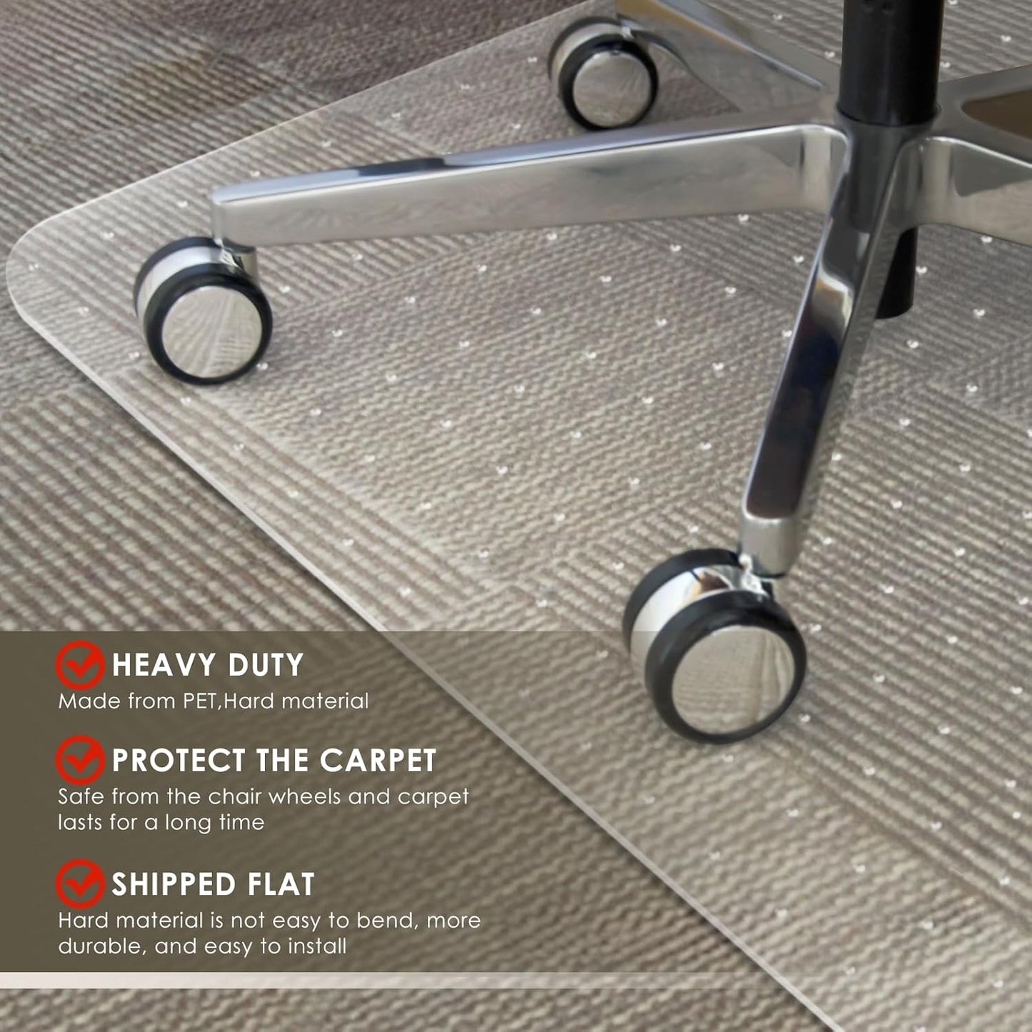 Azadx Heavy Duty Office Chair Mat for Carpet 32" x 55" Hard Material Chair Mat for Carpeted Floor Slip Resistant Carpet Protector for Home Office Easy Glide Desk Floor Mat for Office Chair on Carpets