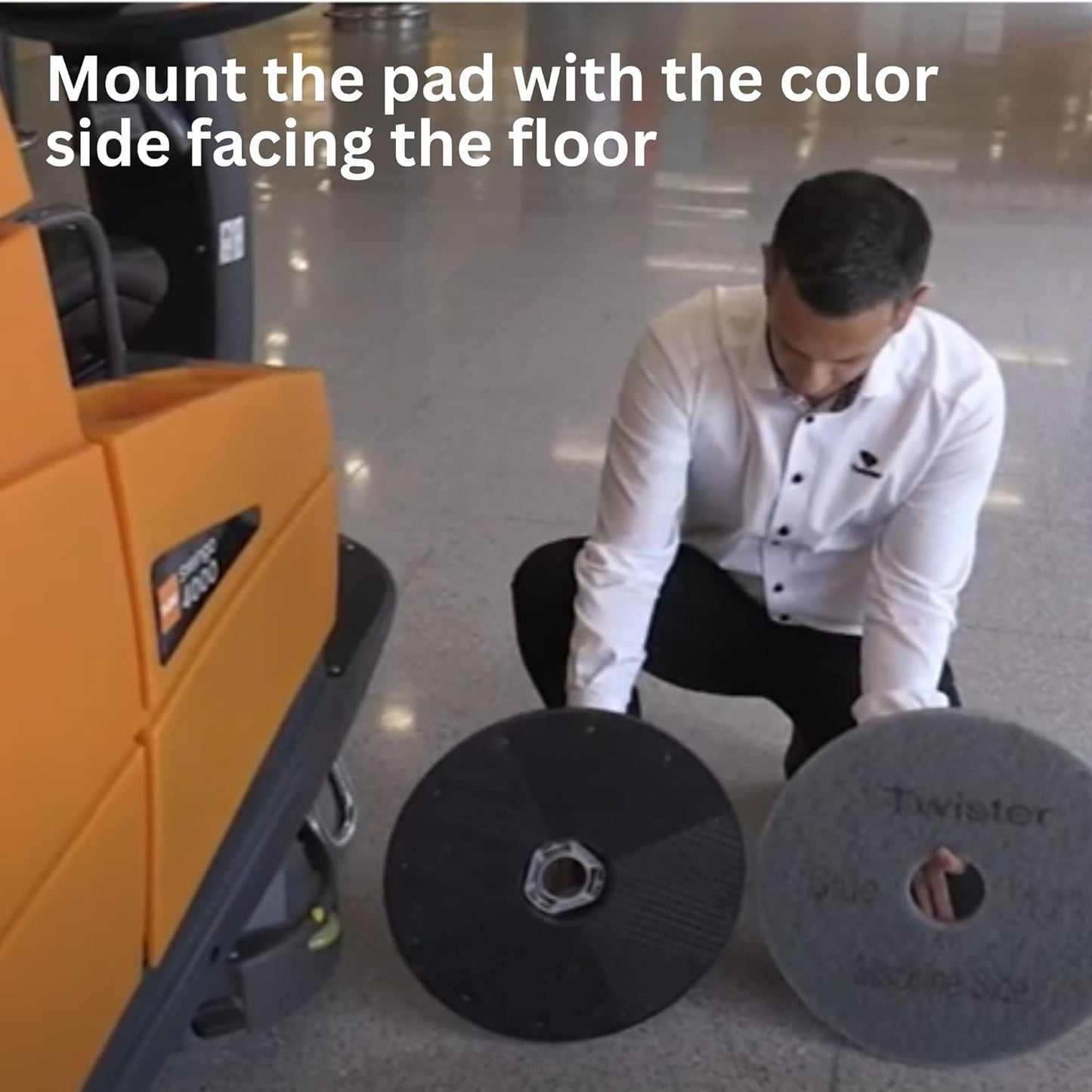 Diversey DD1229106 TASKI Twister Intellipad Diamond Coated Floor Machine Cleaning Pad, Made in USA, Burnish to High Super Gloss Finish, Grey/Brown, 11-inch (Pack of 2)