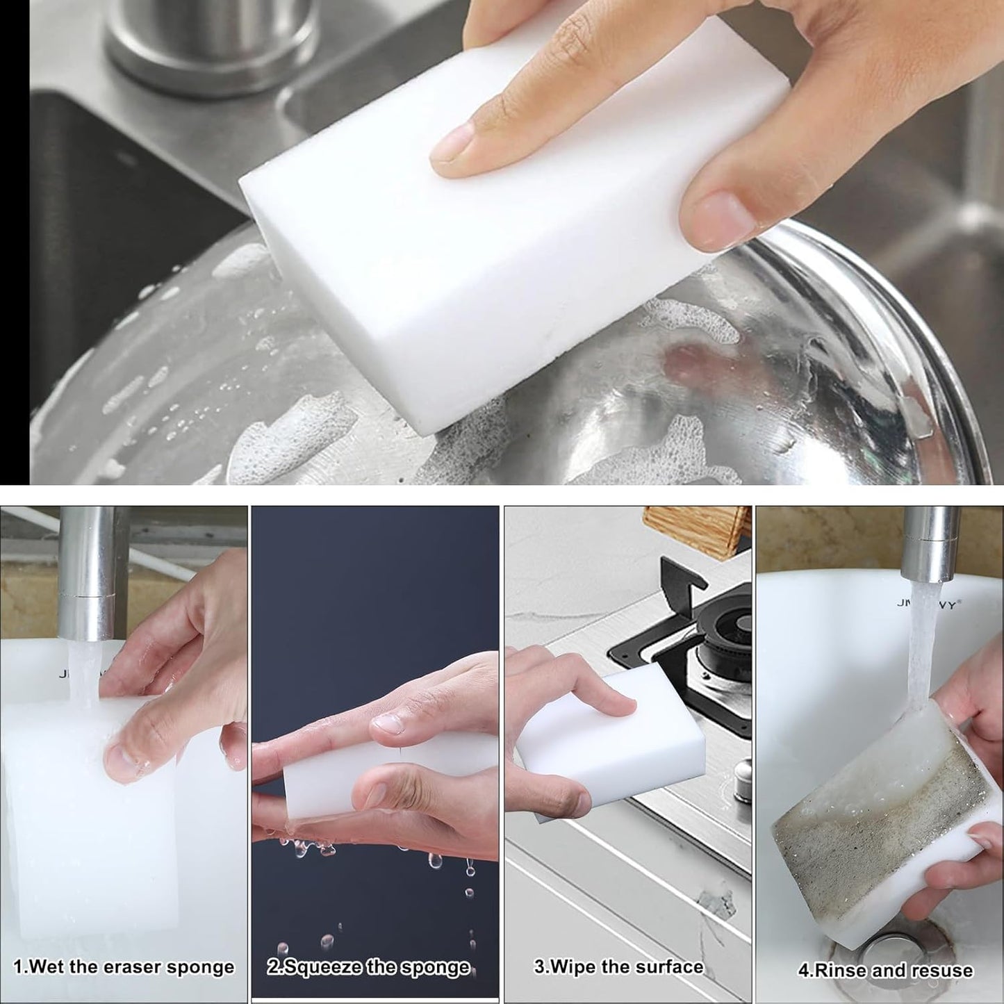 Magic Sponge Eraser,Multi-Functional Household Cleaning Kitchen Dish Sponge for Furniture (2X-100)