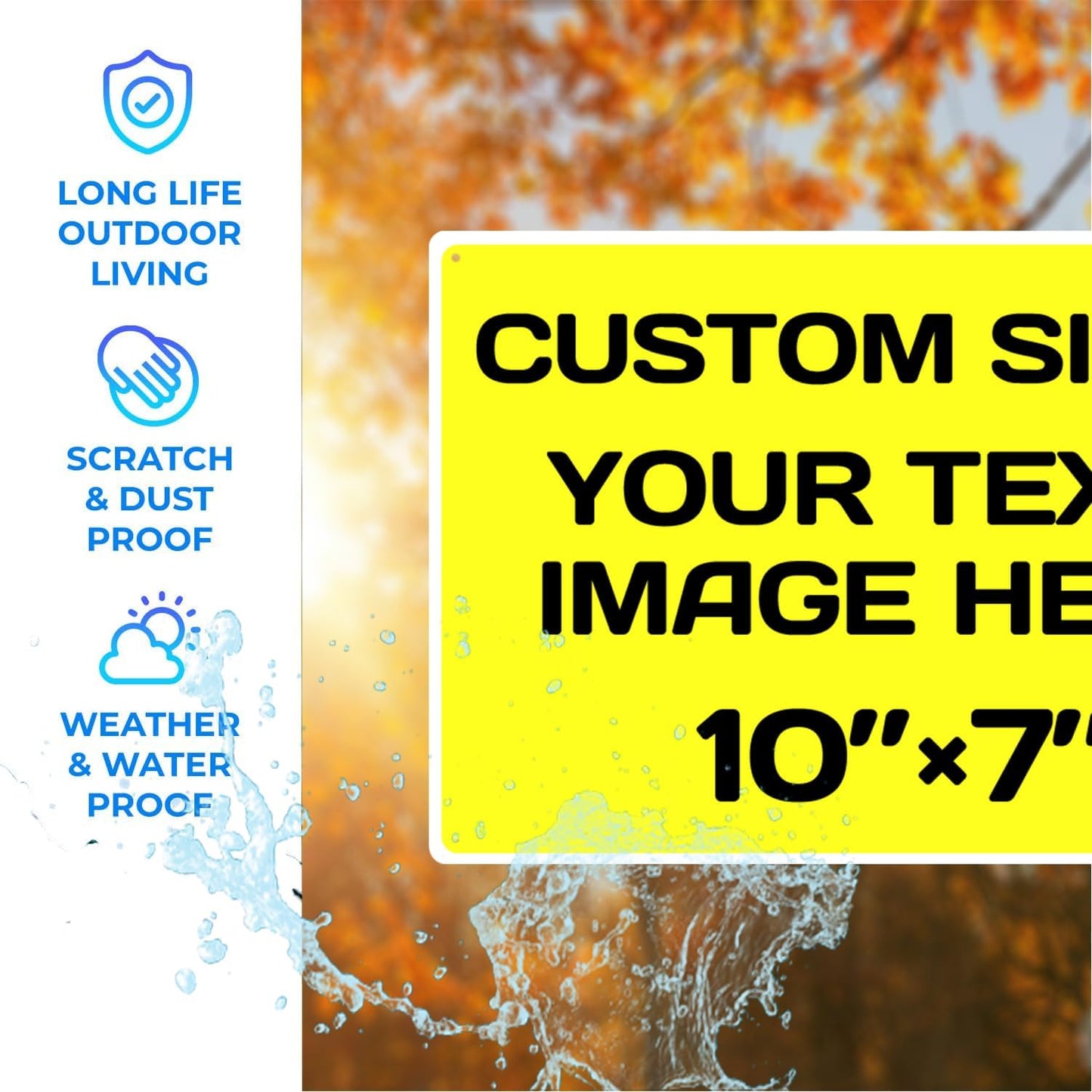 Personalized Aluminum Weatherproof Metal Signs - Multiple Sizes, Custom Text & Picture, Hazard, Garden, Custom Door Signs