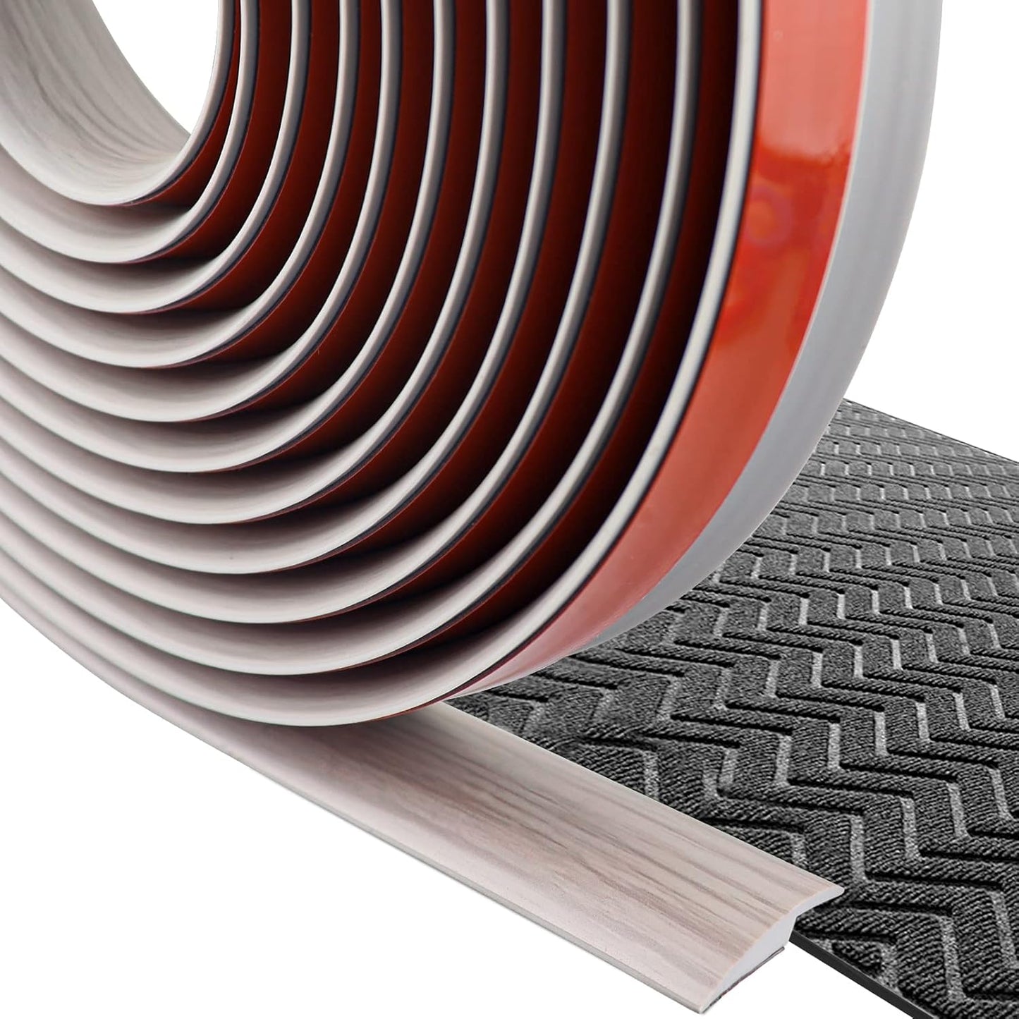 Floor Transition Strip Self Adhesive Carpet & Flooring Transitions Edging Trim Strip PVC Threshold Transitions Suitable for Threshold Height Less Than 5mm (20Ft, Wood Grain Gray-New)