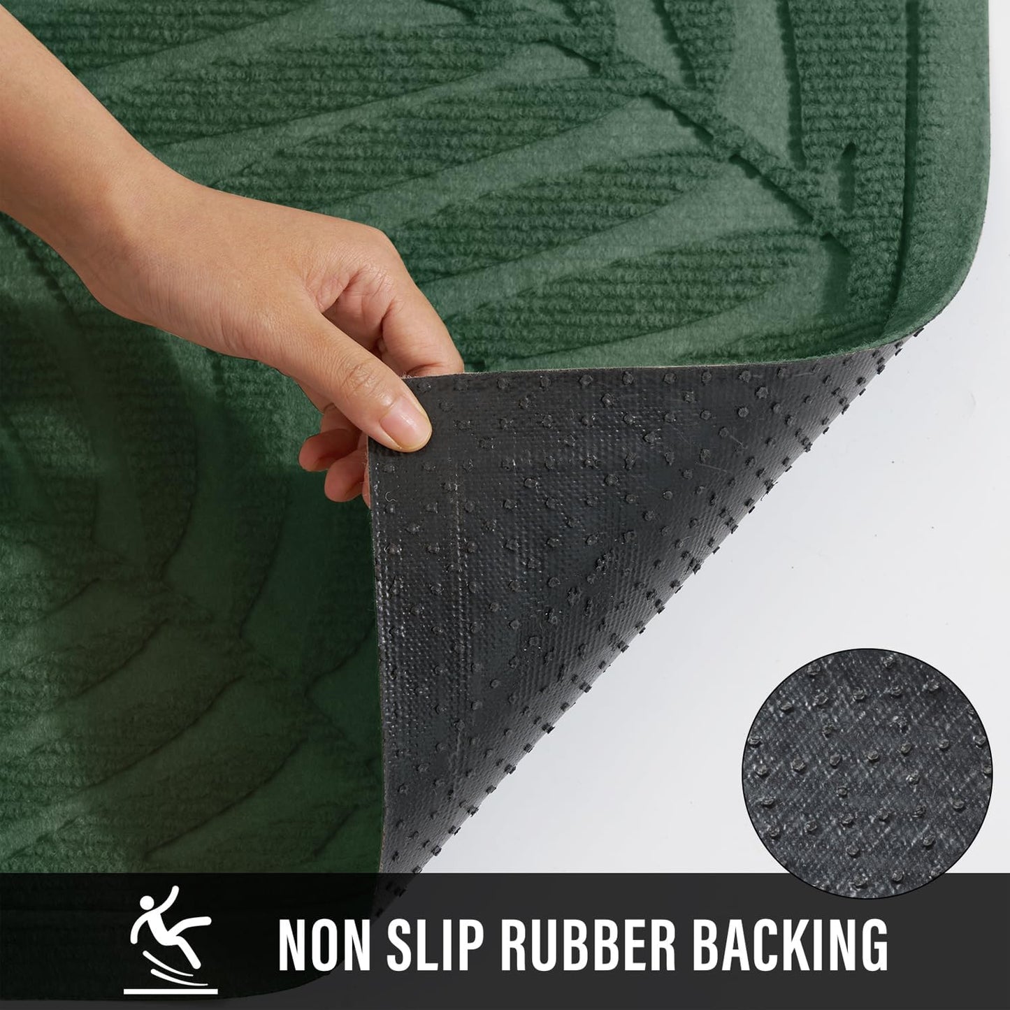 Front Door Mat, Absorbent Resist Dirt Welcome Door Mat Indoor Outdoor, Waterproof Doormat, Sturdy Non Slip Backing, Fade Resistant, Low Profile Entry Mat for Entryway, 36×24, Green
