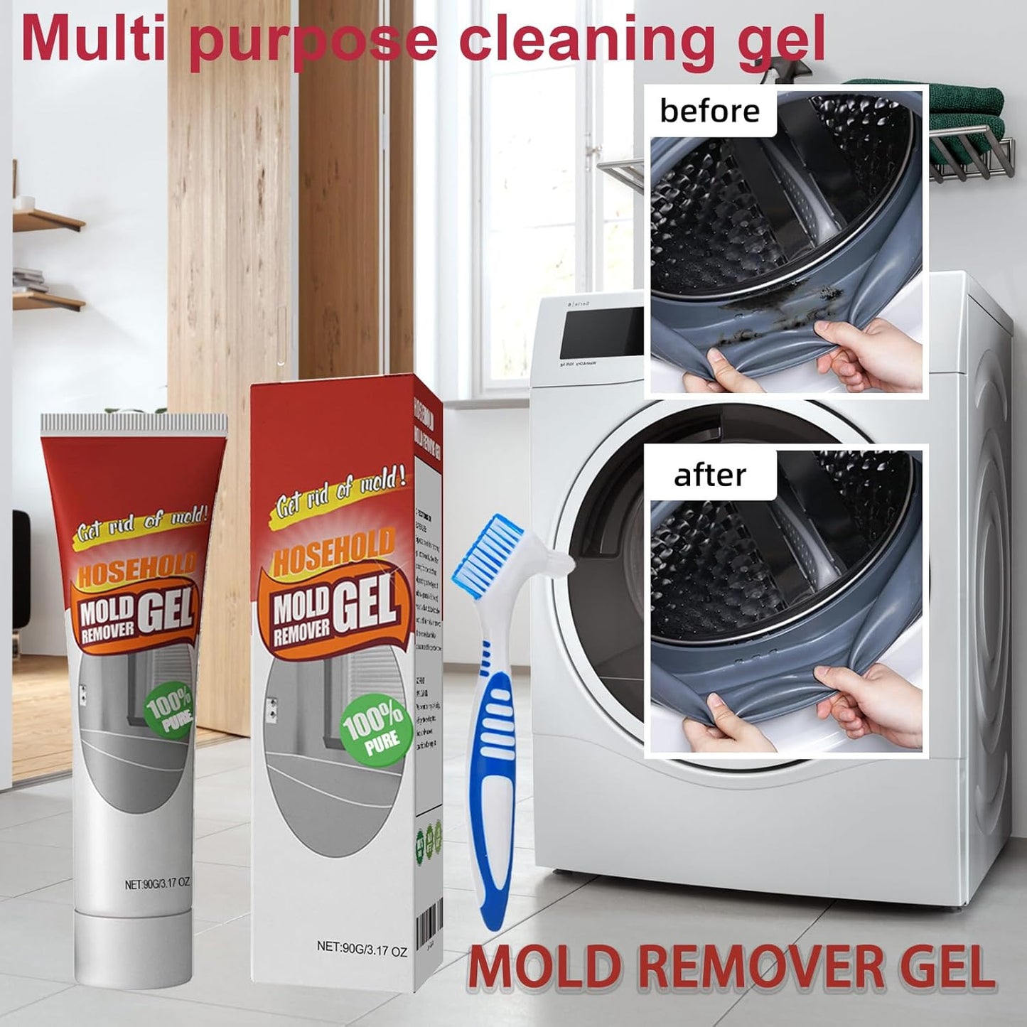 2Pcs Remover Gel,Powerful Household Cleaning Gel, efficient penetration, suitable for bathroom and kitchen tile gap, wall cleaning, safe formula will not damage the surface