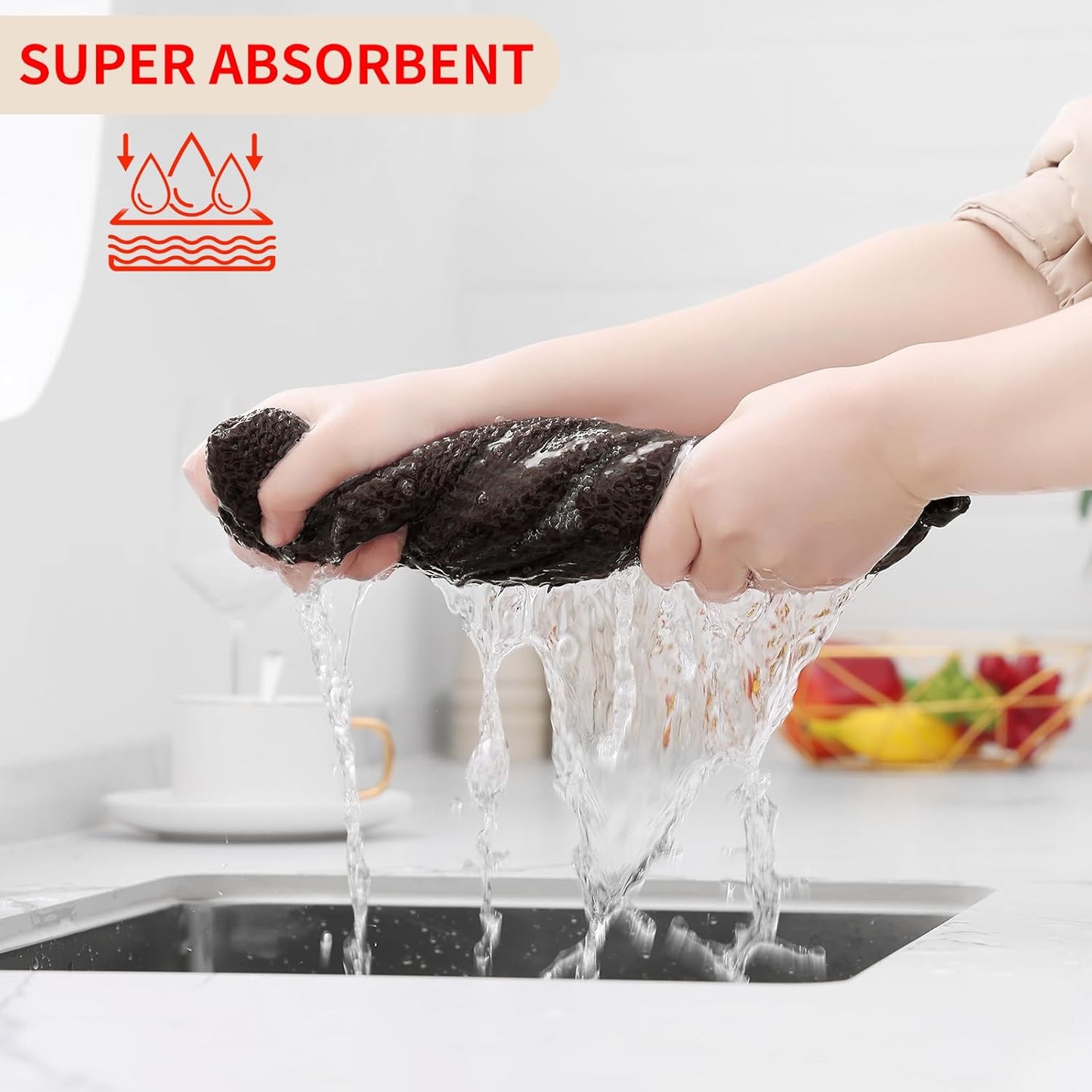 Homaxy 100% Cotton Waffle Weave Kitchen Dish Cloths, Ultra Soft Absorbent Quick Drying Dish Towels, 12 x 12 Inches, 6-Pack, Dark Brown