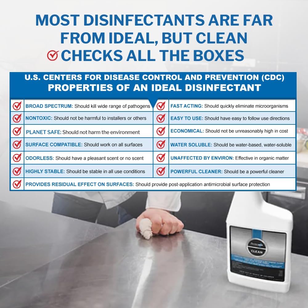 PermaSafe CLEAN, All-Purpose Hospital Disinfectant Cleaner; No Rinse, Hard, Soft & Food Contact Surface Sanitizer; Mold, Mildew and Fungi Killer; Odor Eliminator; Allergen Remover & More (128 Fl Oz)