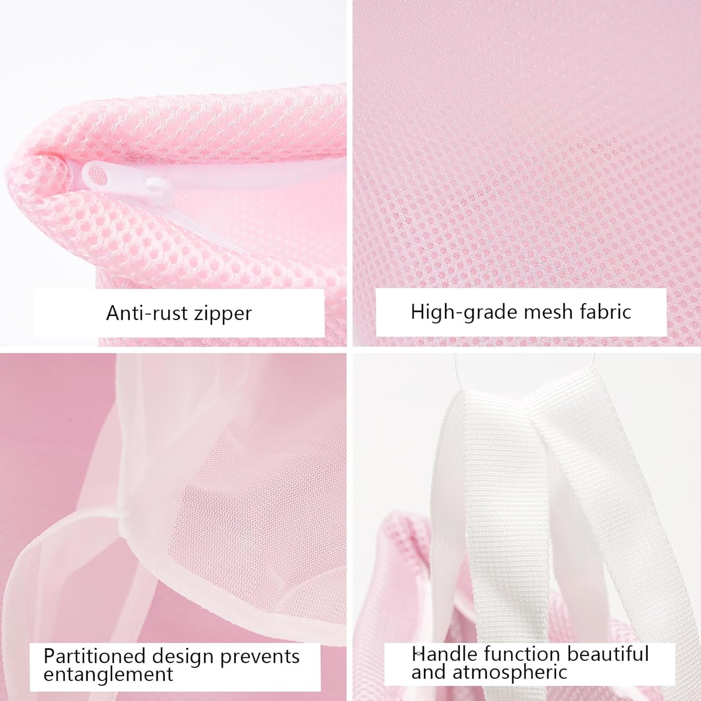 laundry bag with handles mesh laundry bags washing machine laundry totes travel storage and sorting bag for Clothes laundry bag for delicates(Pink)