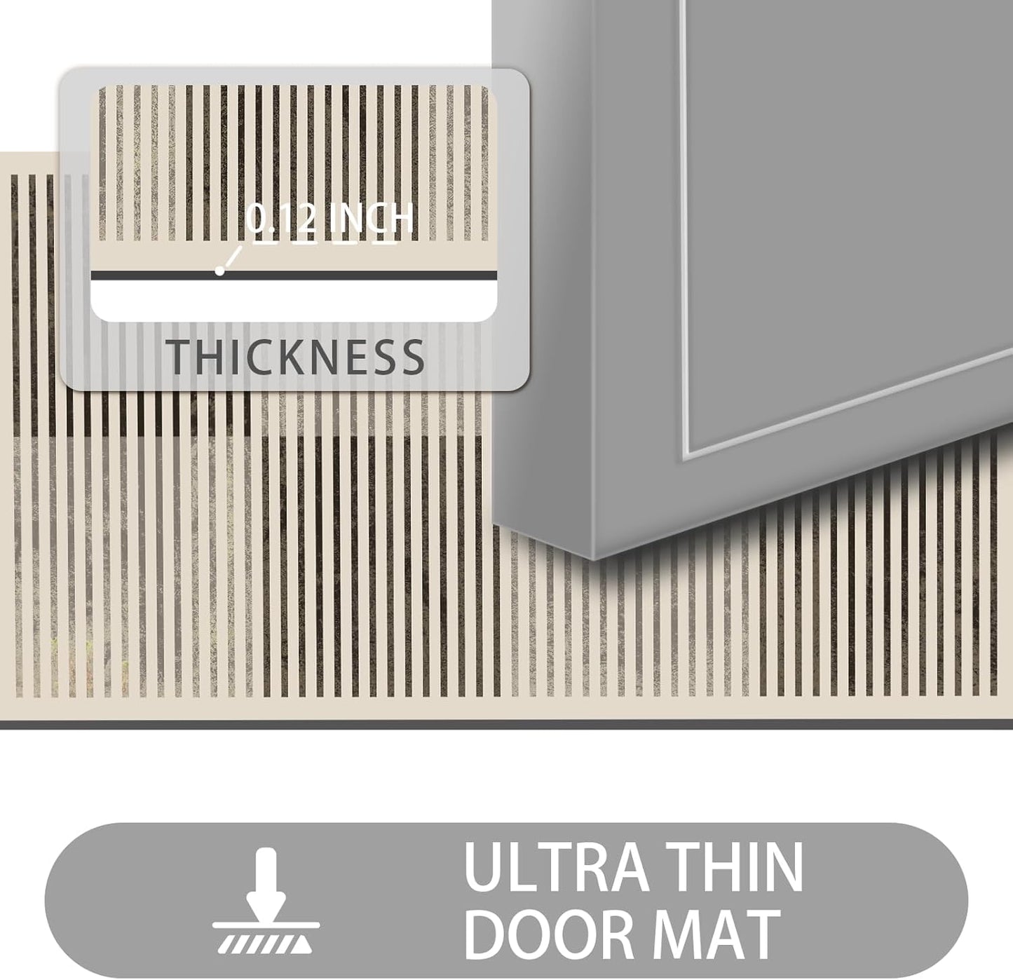 Ultra Thin Door Mat Indoor Entrance, 1/10 in Thin Door Mats for Inside Entry, Non-Slip Rubber Backing Washable Doormat, Fade Resistant, Absorbent, Low Profile Dirt Trapper, 35"X24"