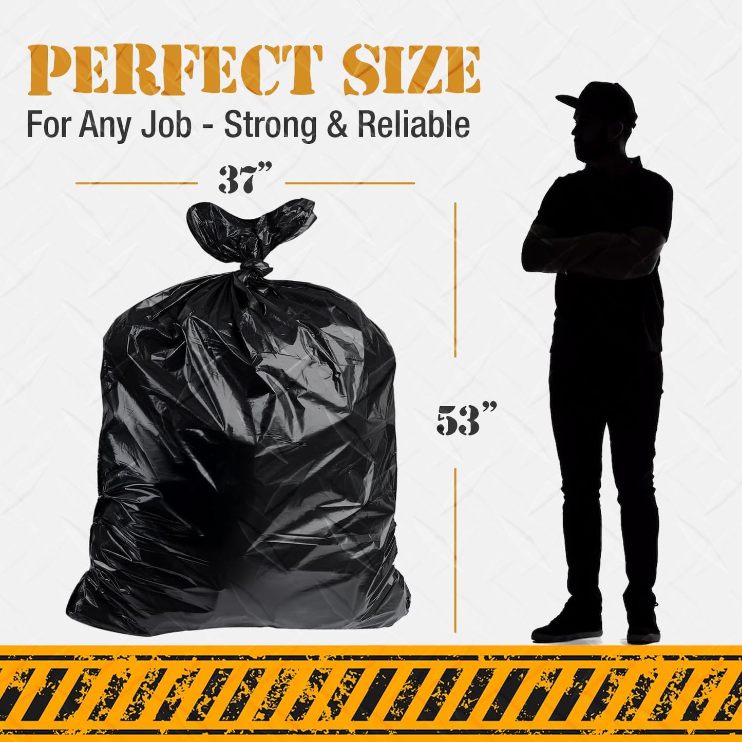 Extra Heavy Duty Black Contractor Garbage Bags 55 Gallon, 50 Trash Bags, Construction Grade, 3 mil, Made in USA