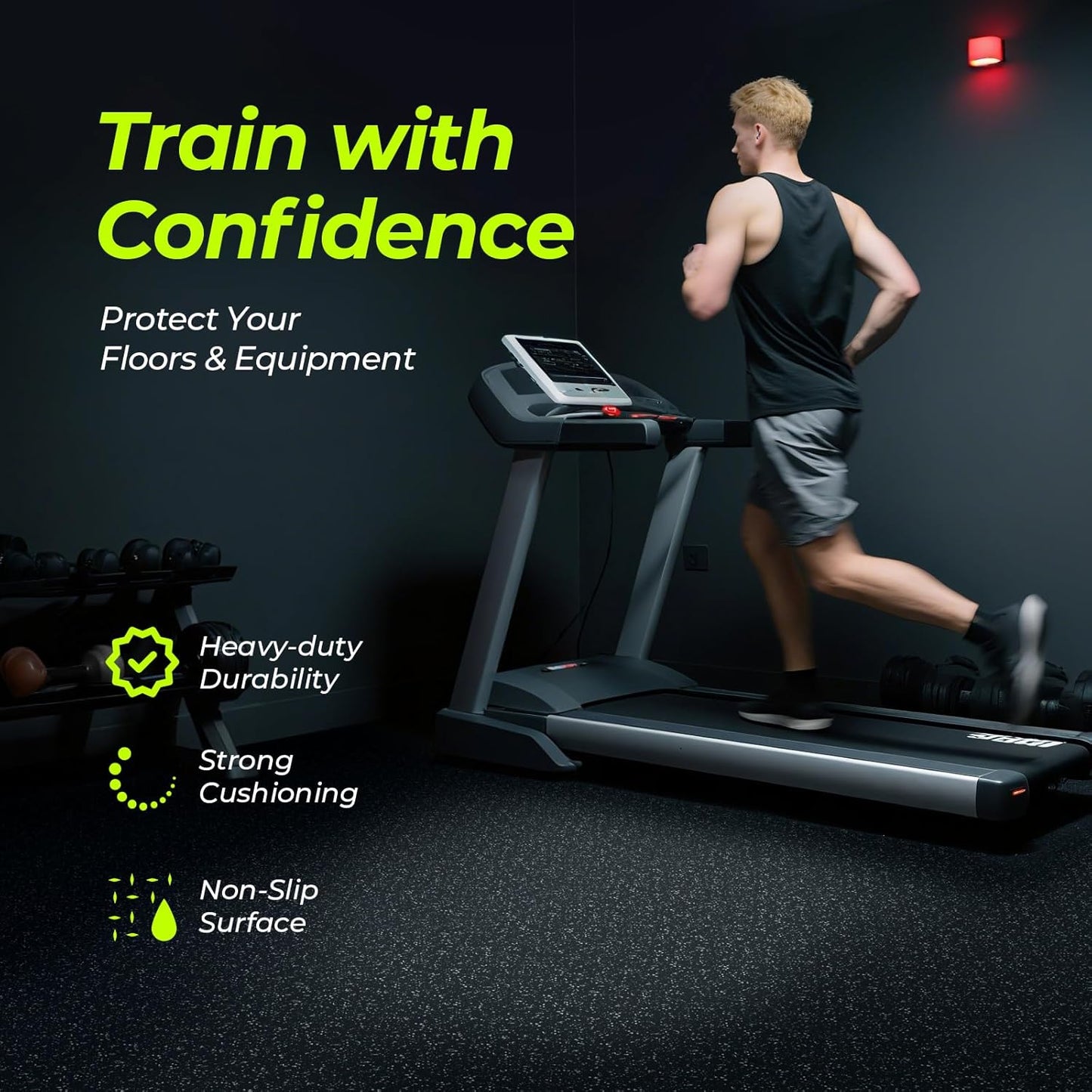 1/2in Thick 48 Sq Ft Rubber Top High Density EVA Foam Exercise Gym Mats Non-Slip 12 Pcs - Interlocking Puzzle Floor Tiles for Home Gym Heavy Workout Equipment Flooring - 24 x 24in Tile, Black & White