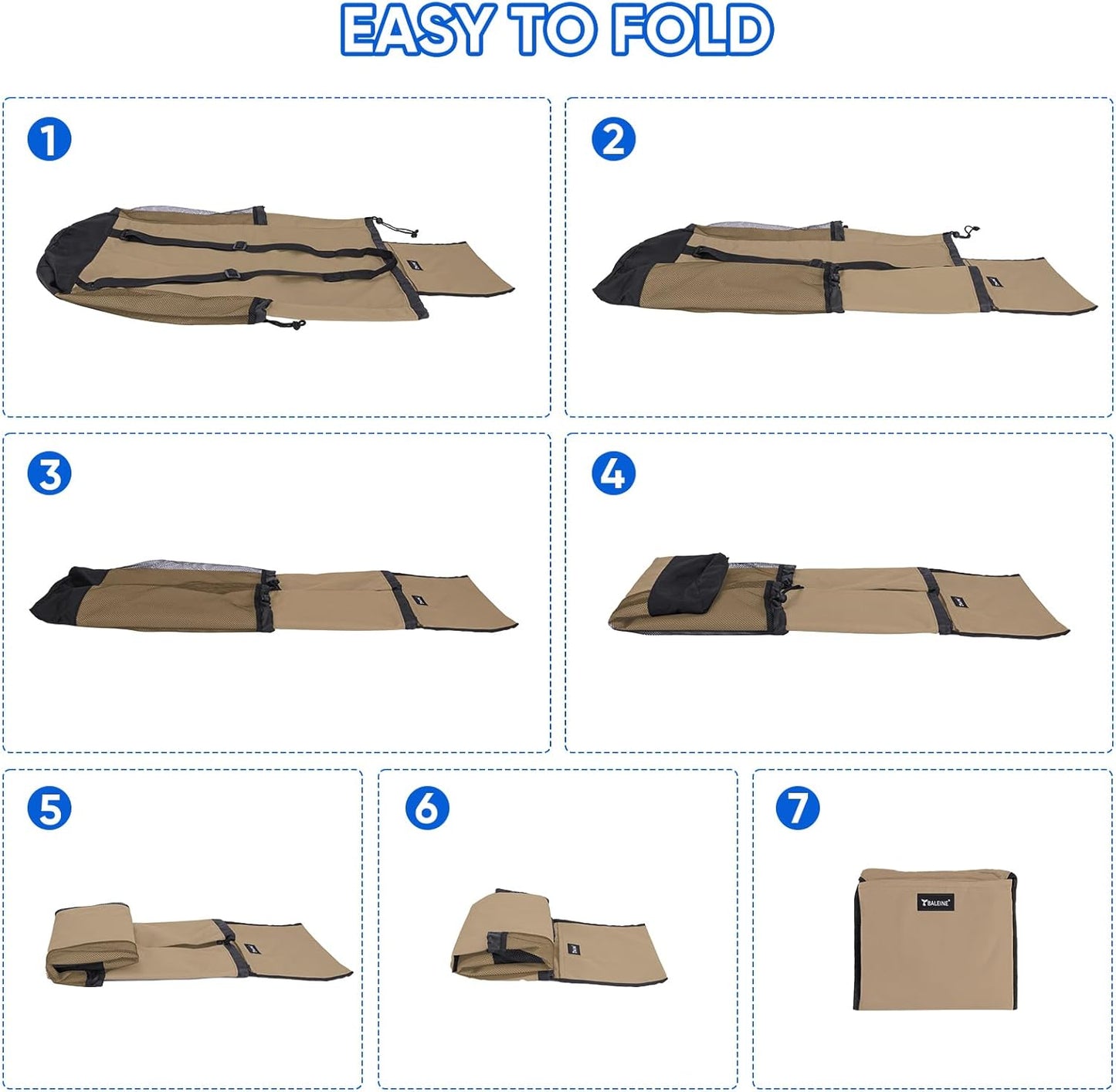 BALEINE 120L Laundry Bag Backpack, 900D Oxford Fabric Large Travel Laundry Bags with Shoulder Straps and 2 Mesh Pockets for College Dorm, Apartment, Laundromat (Khaki, 120L)