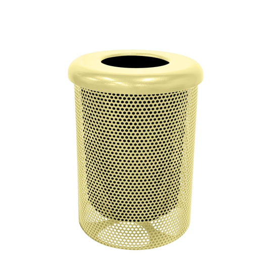 COATEDOUTDOORFURNITURE RFT-P-TXTSAND Heavy Duty Round Trash Receptacle with Flat Top, Liner Included, 32 Gallon, Textured Sandstone, Made in America