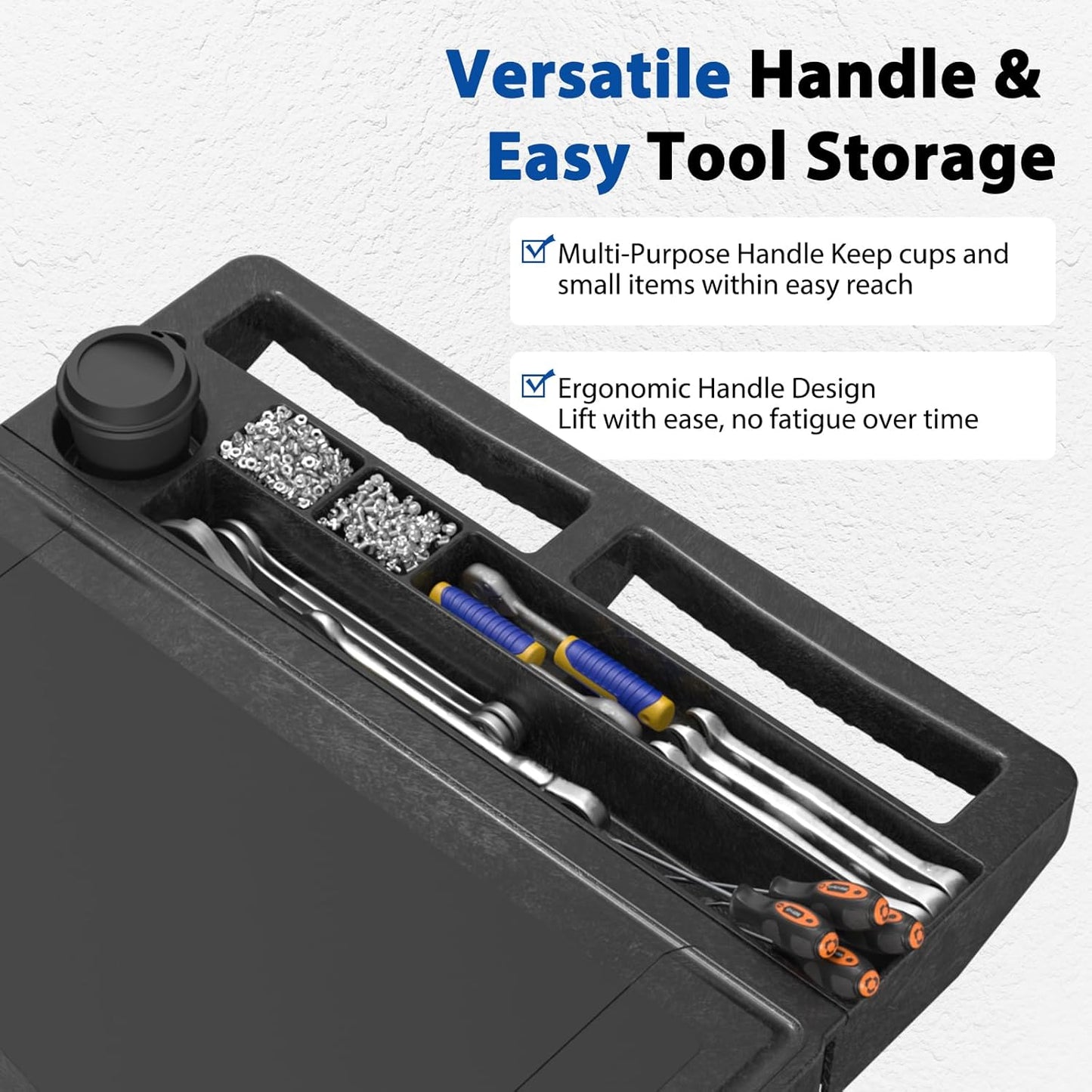 Heavy Duty Flat Top Utility Cart with Wheels 2-Tier Utility Plastic Service Work Cart for Shop, Garage, Warehouse, Maintenance 550 lbs