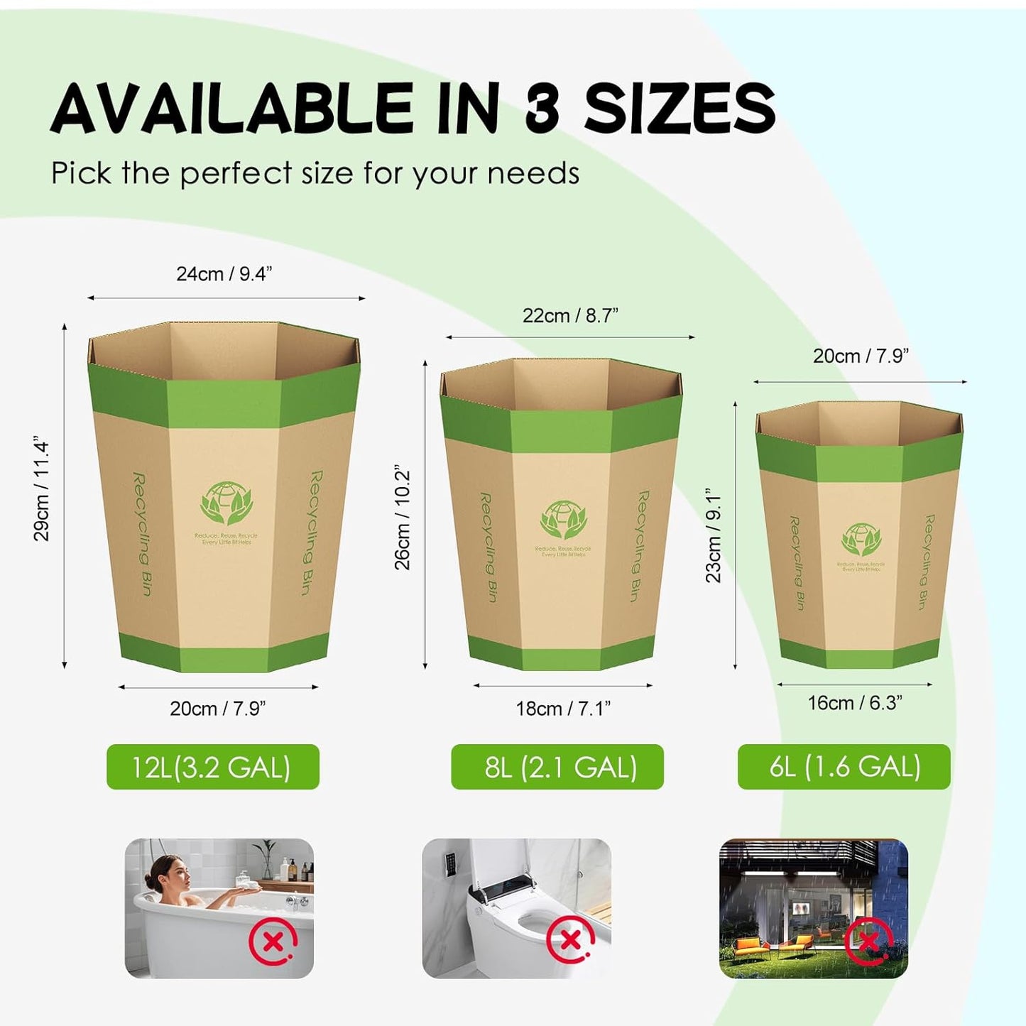 6-Pack Cardboard Trash Can – Foldable, Recyclable, Plastic-Free & Reusable Small Waste Paper Basket - Garbage Bin Perfect for Office, Bedrooms, Home, Events & Outdoor Activities (1.6 Gallon)