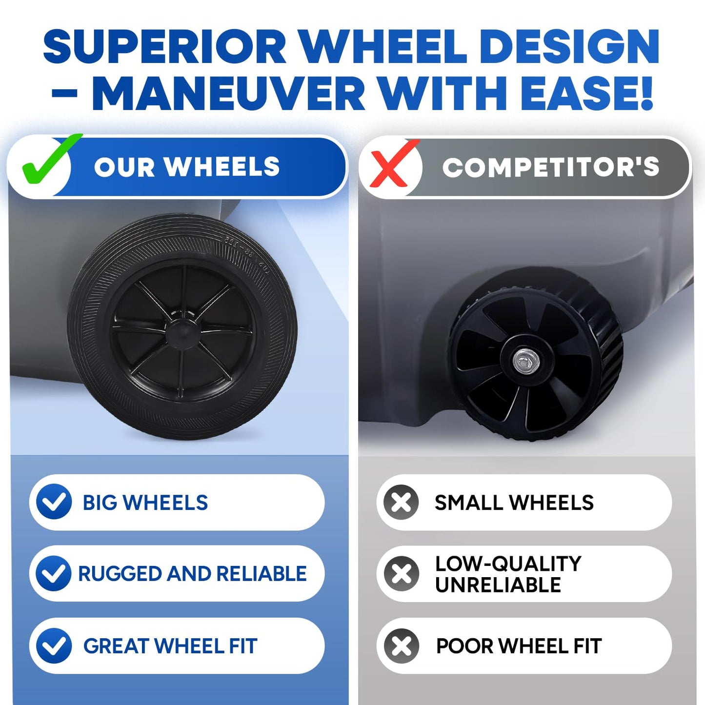 27 Gallon Trash Can with Wheels Plastic Rollout Outdoor Trash Can with Lid Outside Garbage Can with Wheels and Lid Commercial Heavy-Duty Container, Gray