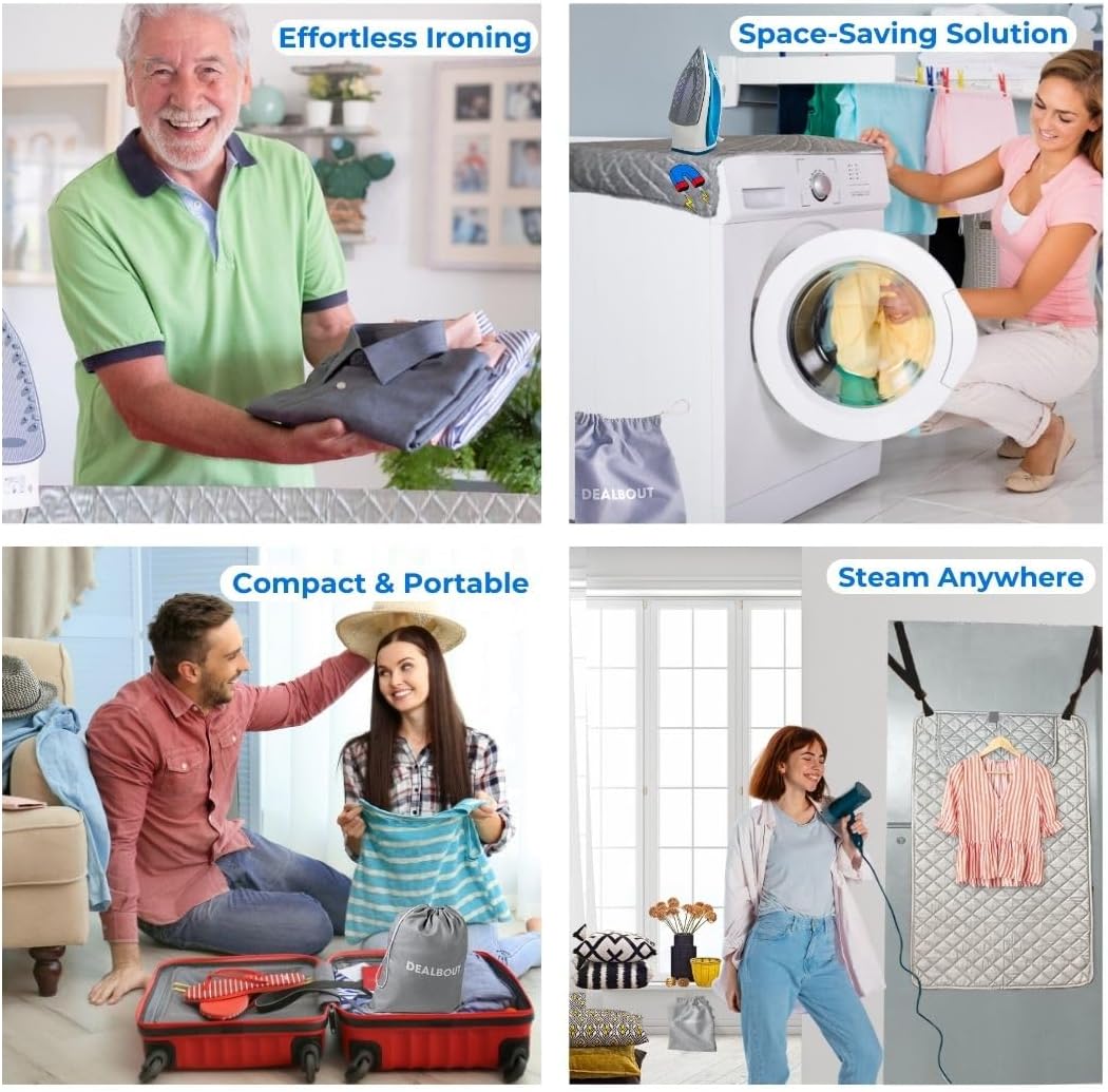 Premium Ironing Mat Heat Resistant Silicone Iron Rest Non Slip Magnetic Portable Ironing Pad Table Top Countertop Quilted Insulating Pad Travel Quilting Cover Scorch Mesh Blanket Over The Door