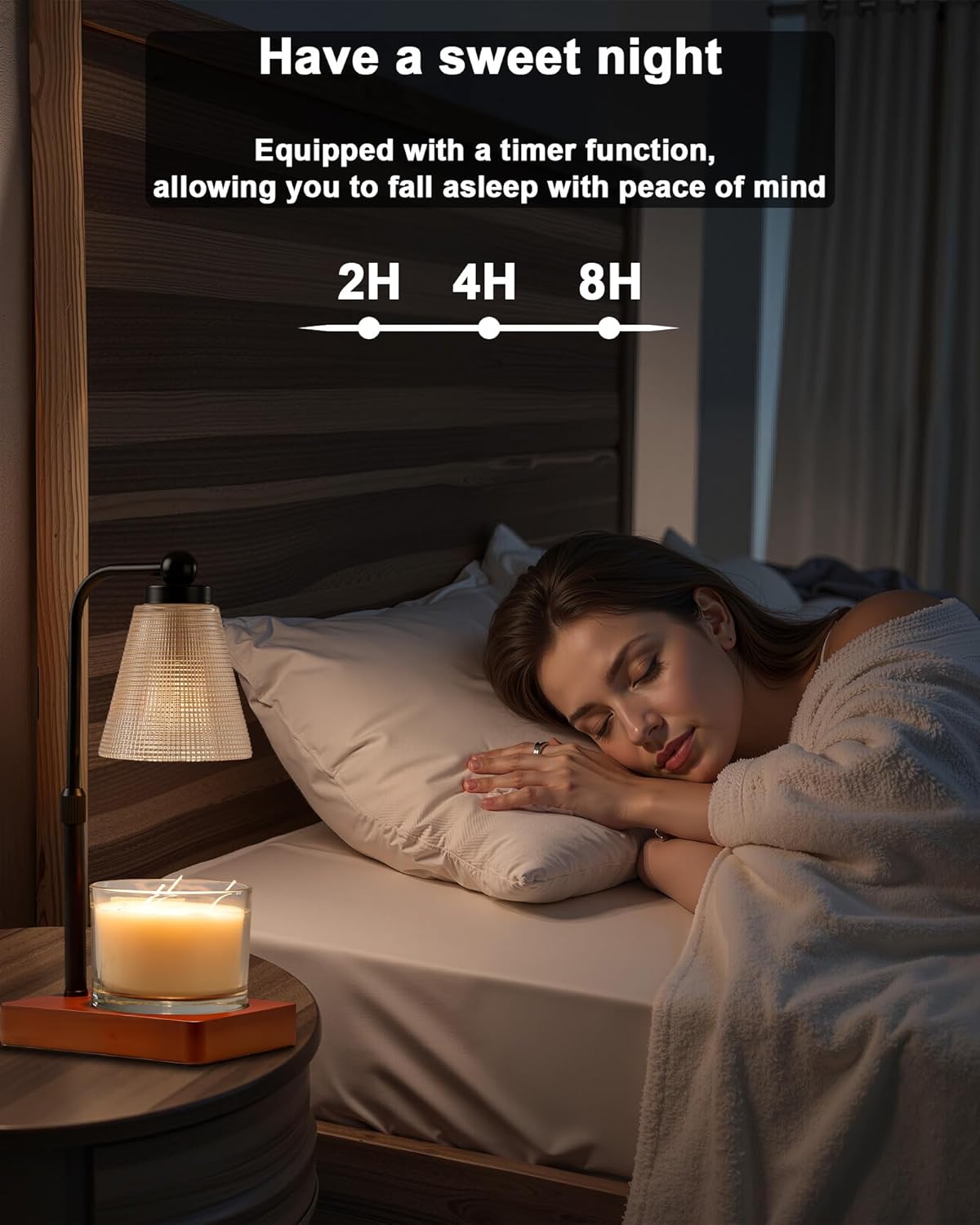 Candle Warmer Lamp - Electric Candle Warmer with Timer, Adjustable Height & Brightness, 2 Replacement Bulbs, 1-Year Warranty - Perfect for Jar Candles, Kitchen, Living Room, Bedroom (Clear)