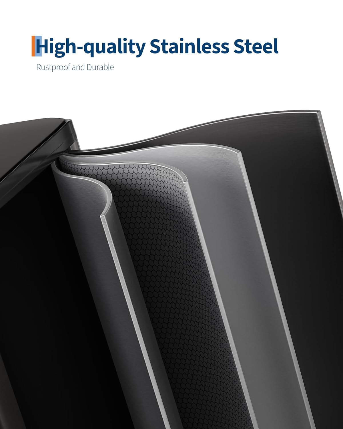 GarveeHome 2 x 10.6 gal Stainless Steel Double Trash Can with Lid for Kitchen, Large Dual Trash and Recycle Bin Combo, Step-on Kitchen Metal Garbage Cans, PP Inner Buckets, Liner Rim, Matte Black