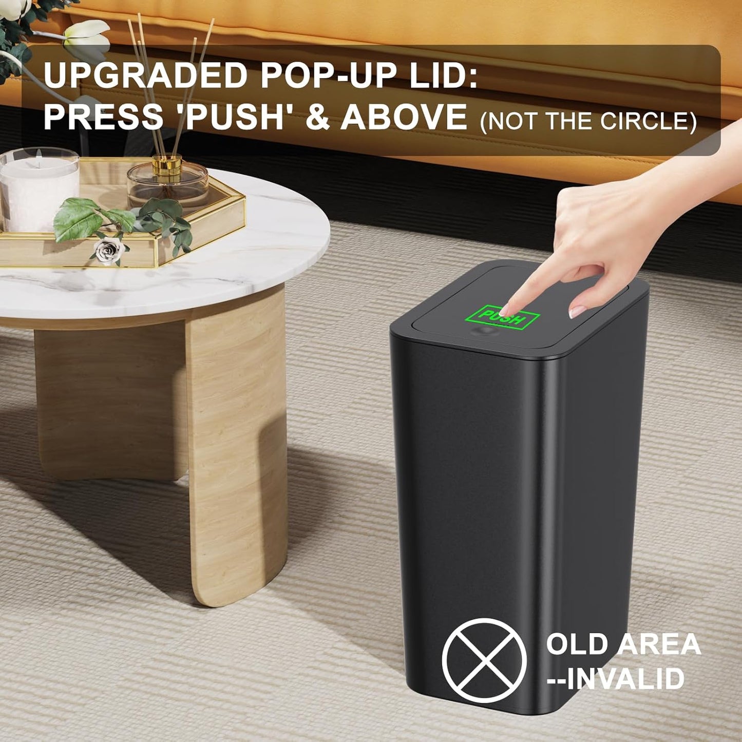 N. NETDOT 3 Pack 10 Liter Small Trash Can with lid, 2.6 Gallon,Garbage Can Slim Trash Bin Waste Basket for Bathroom,Kitchen,Bedroom,Living Room,Office,Laundry - Black