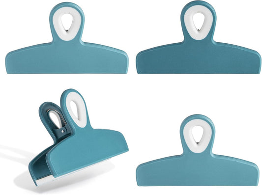 COOK WITH COLOR Bag Clips - Heavy Duty Chip and Refrigerator Magnet Clips for Food Storage with Air Tight Seal Grip, Teal and Mauve, Pack of 4 Large