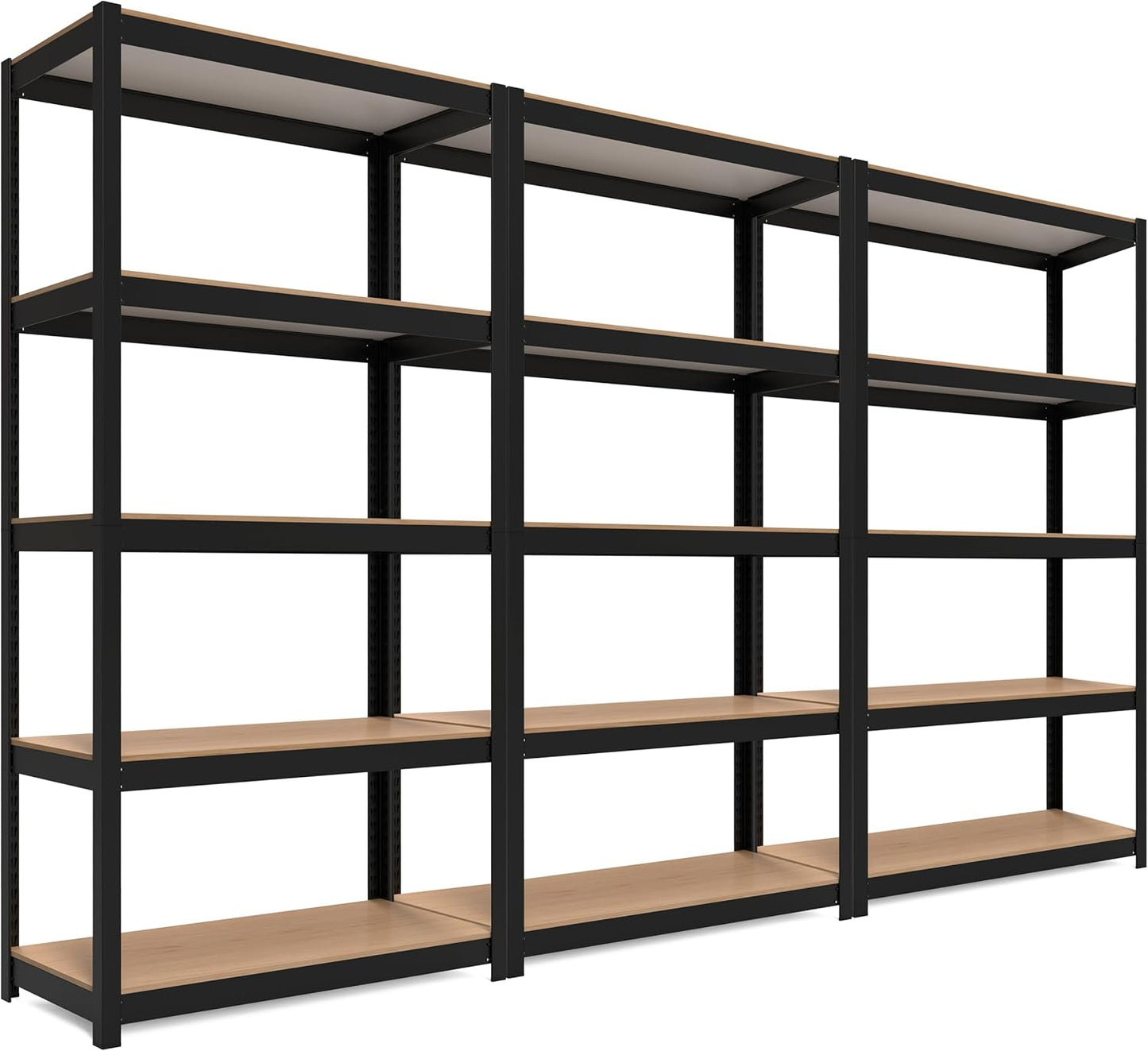 HOMEDANT House Black 5-Tier Laminated Metal Shelving Unit Adjustable Storage Utility Rack Heavy Duty Shelves Organization Shelf Kitchen Garage Pantry Closet 3Pack