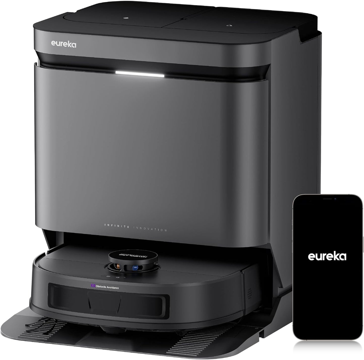 Eureka J15 Evo Ultra Self-Emptying Robot Vacuum Combo, 22,000 Pa Suction Auto Mop Lifting 131°F Hot Air Dry Scrub Extend Robotic Vacuum Cleaner