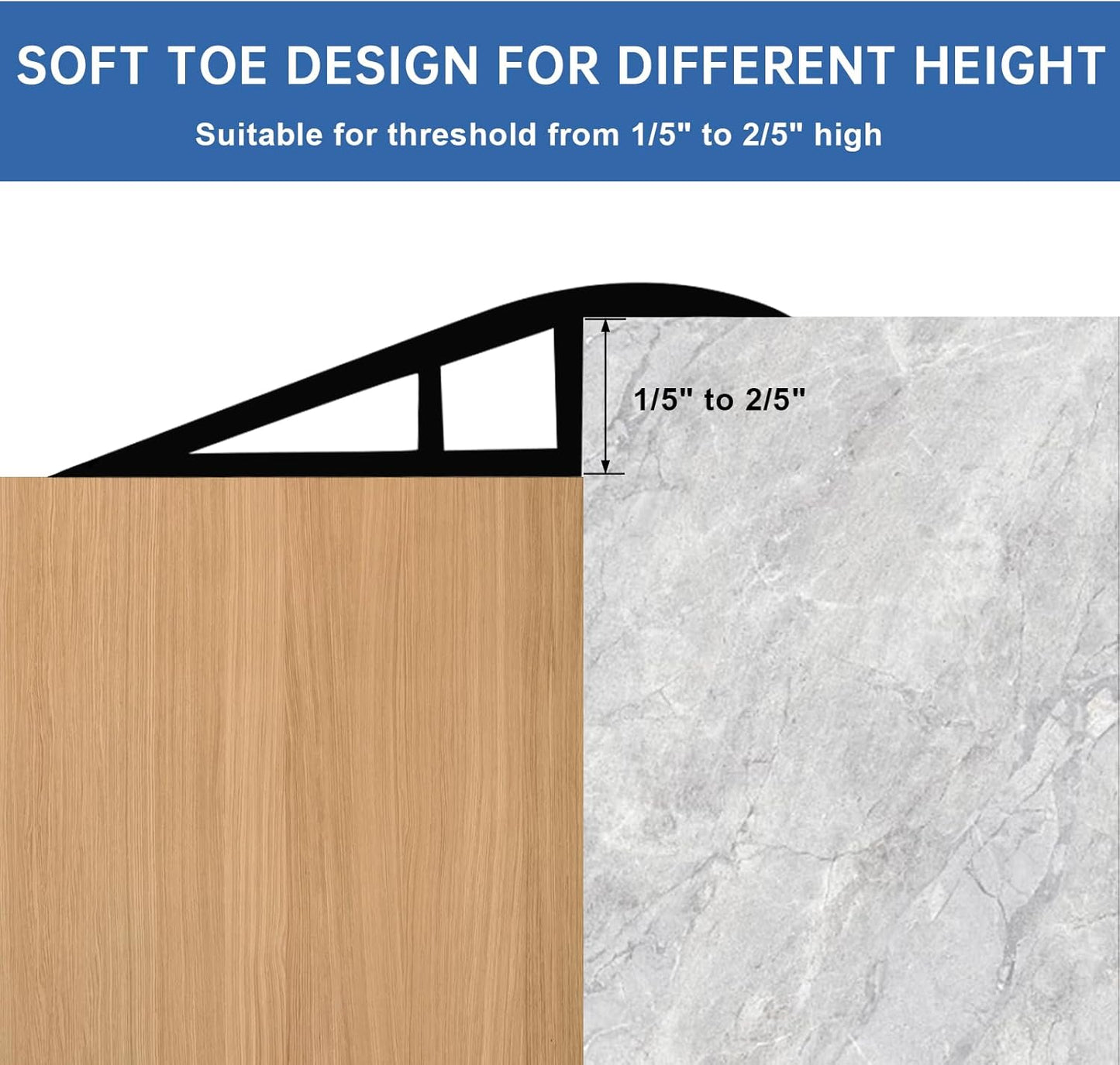 Vinyl Door Threshold Flooring Transition Strip Self Adhesive Carpet Edging Strip for Laminate Doorway Edge Threshold from 1/5" to 2/5" (Black Walnut Wood Grain, 10 Ft)