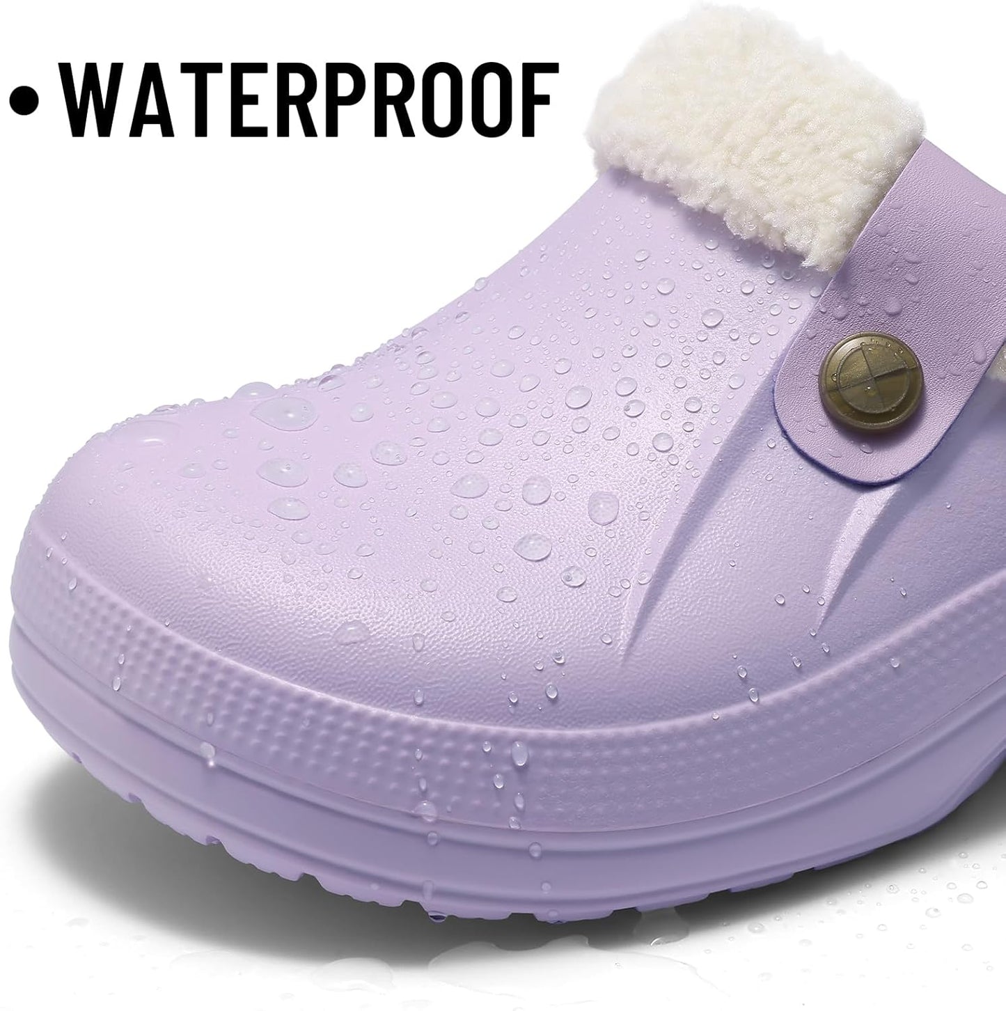 Beslip Classic Fur Lined Clogs Waterproof Winter Fuzzy Slippers for Women Men Indoor and Outdoor